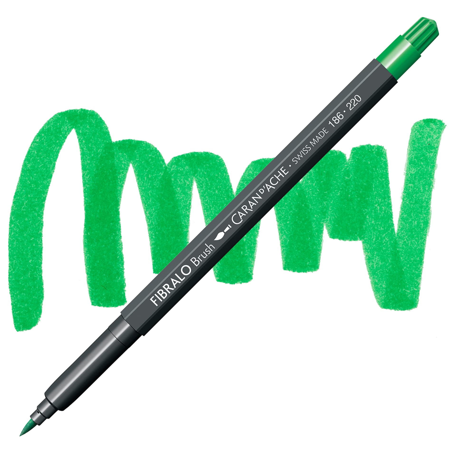 Caran d'Ache Fibralo Brush Marker - Grass Green marker and swatch