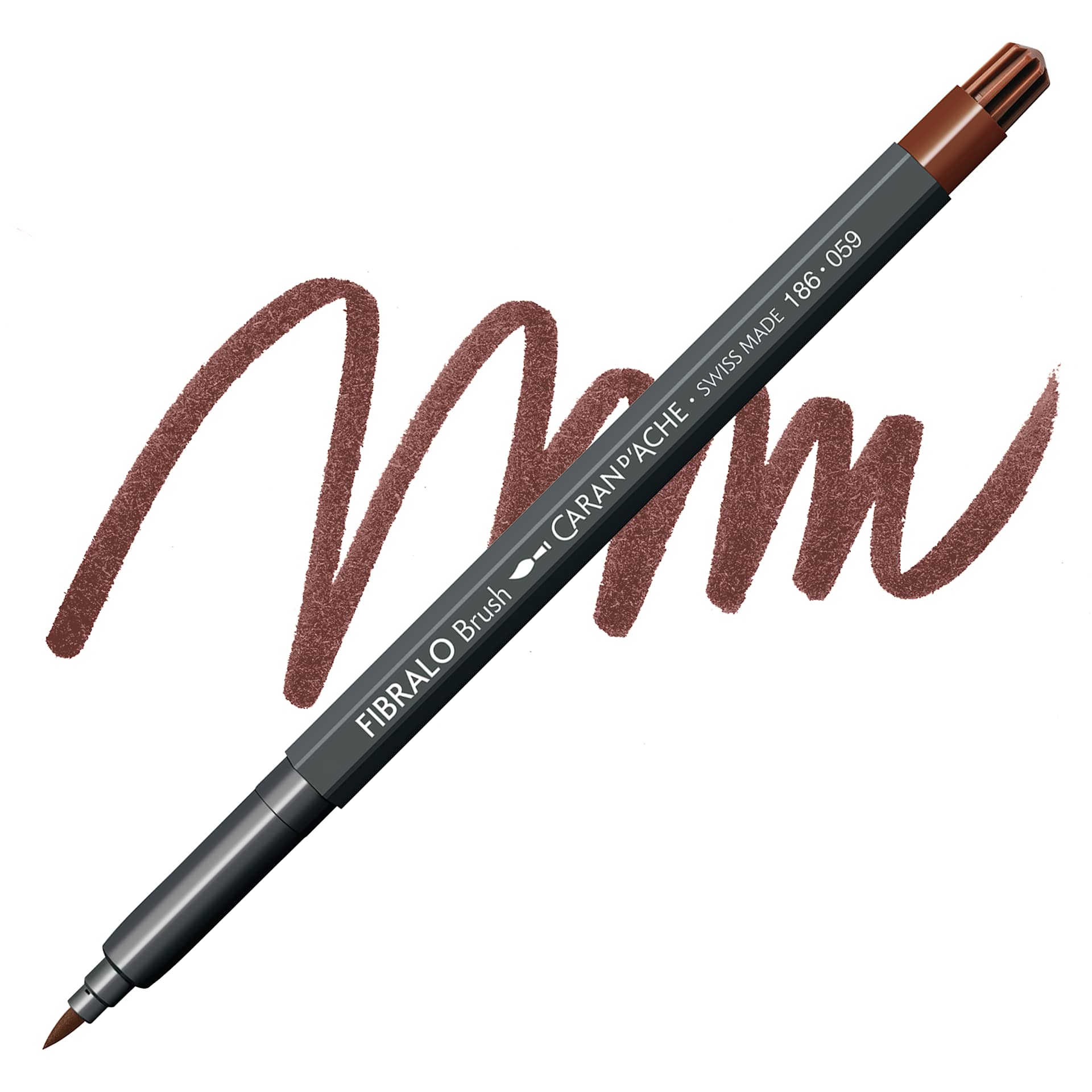 Caran d'Ache Fibralo Brush Marker - Brown marker and swatch