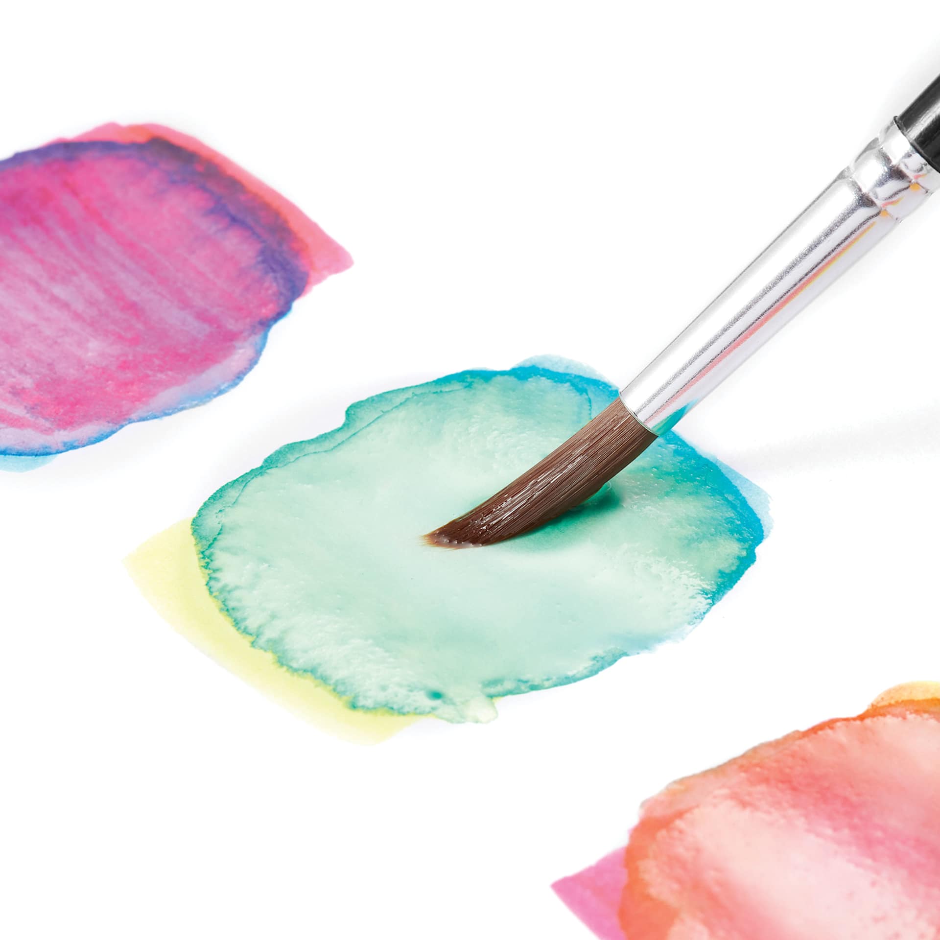Caran d'Ache Fibralo Brush Markers, overlaid colors being mixed in with a paint brush (not included)