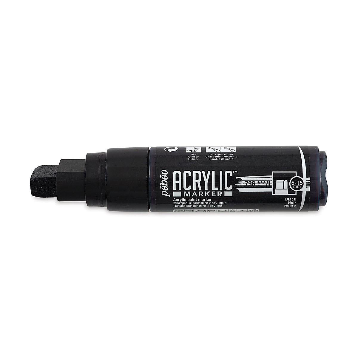 Pebeo Acrylic Marker - Black, 5-15 mm, Flat Nib