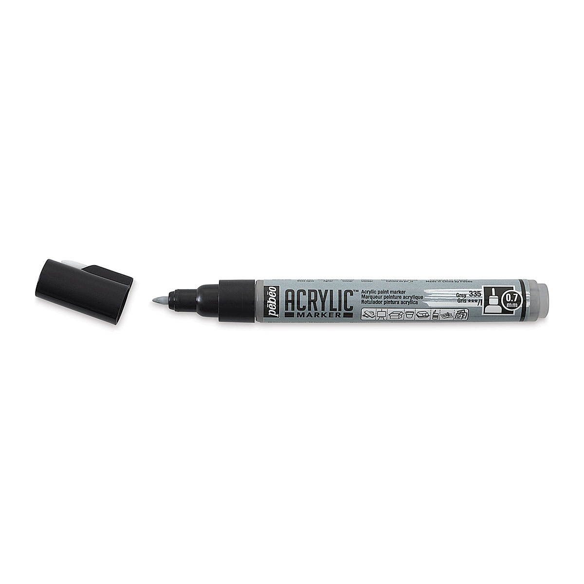 Pebeo Acrylic Marker - Grey, 0.7 mm, Fine Nib