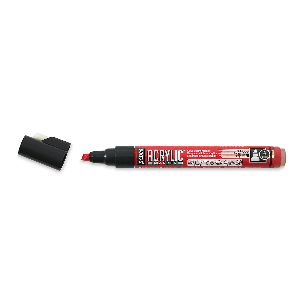 Pebeo Acrylic Markers - Uncapped Red Marker shown horizontally
