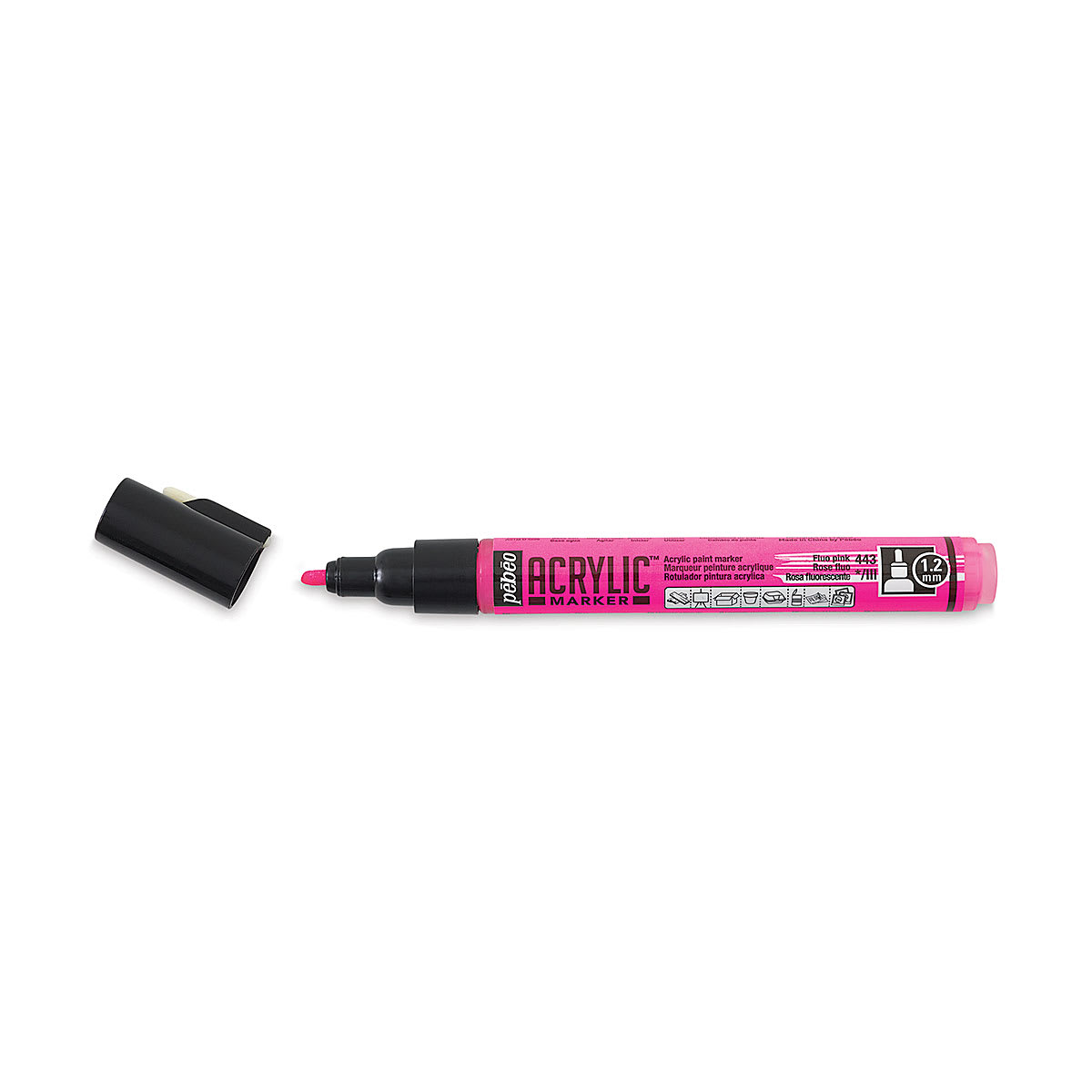 Pebeo Acrylic Marker - Fluorescent Pink, 1.2 mm, Bullet Nib