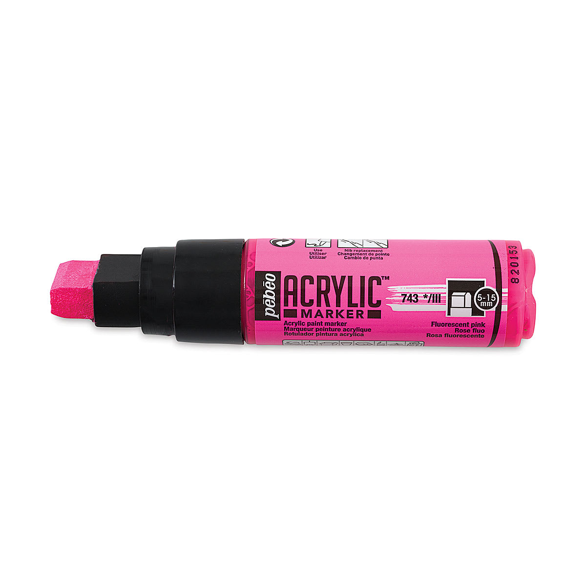 Pebeo Acrylic Marker - Fluorescent Pink, 5-15 mm, Flat Nib