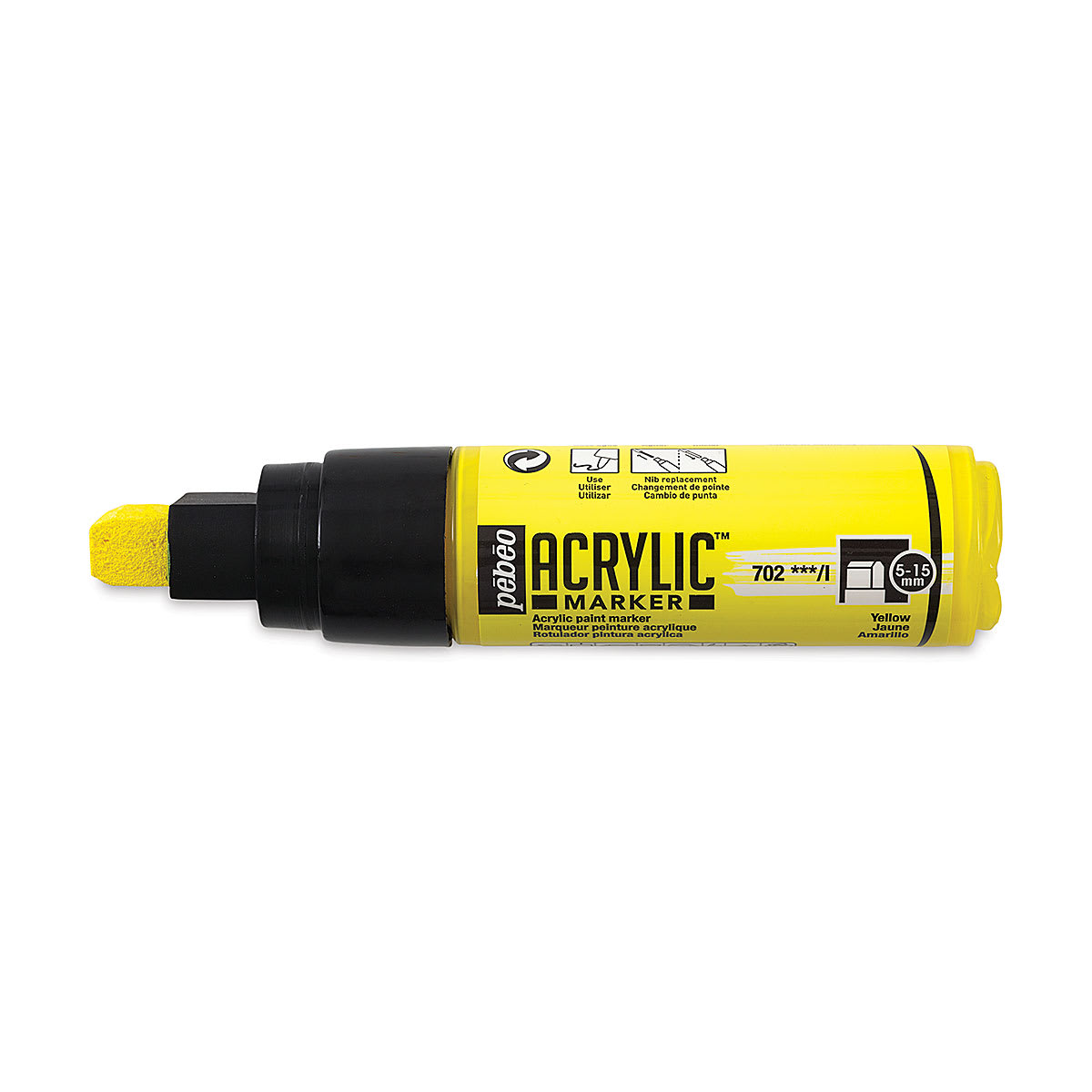 Pebeo Acrylic Marker - Yellow, 5-15 mm, Flat Nib