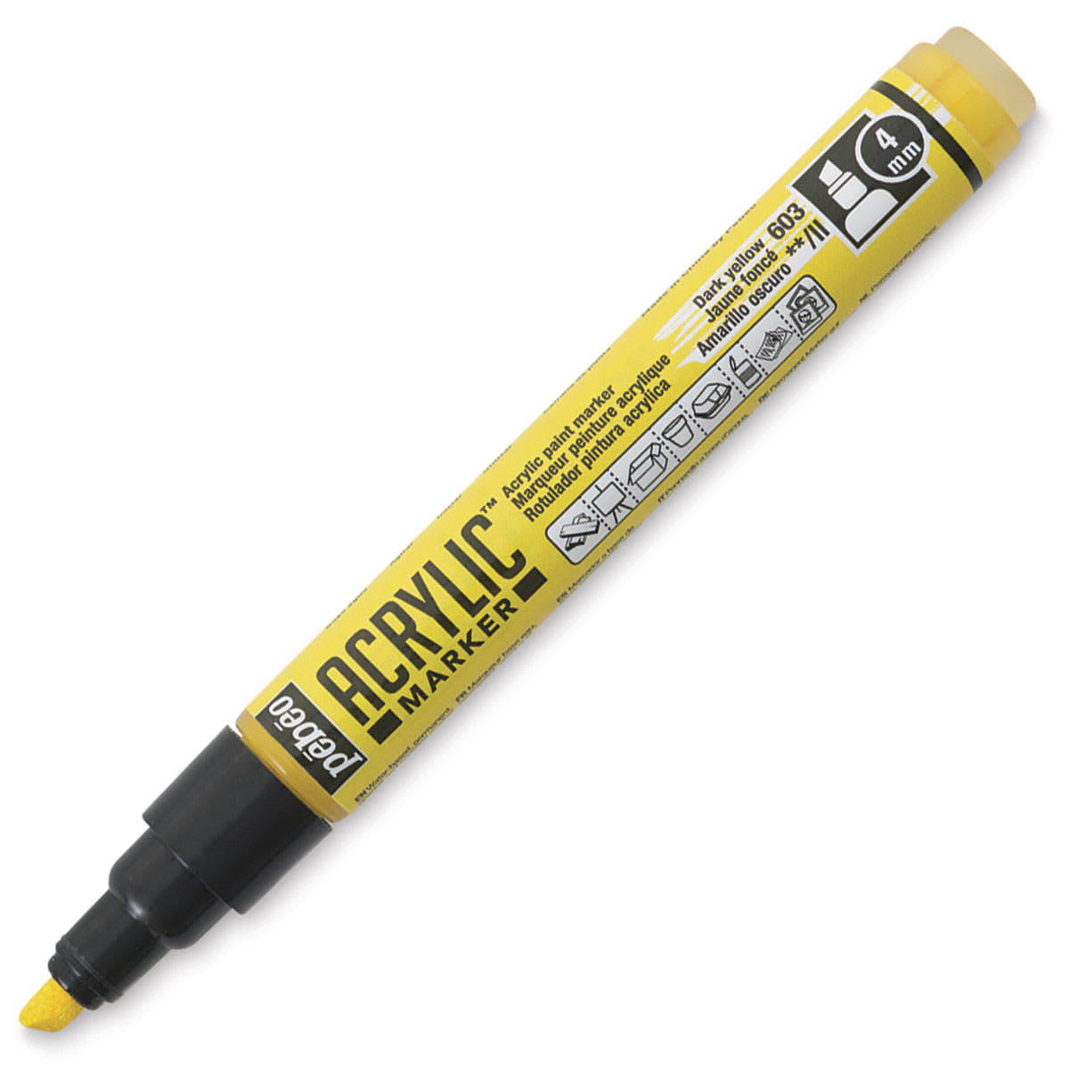 Pebeo Acrylic Marker - Dark Yellow, 4 mm, Chisel Nib