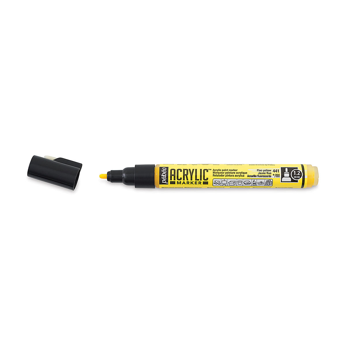 Pebeo Acrylic Marker - Fluorescent Yellow, 1.2 mm, Bullet Nib