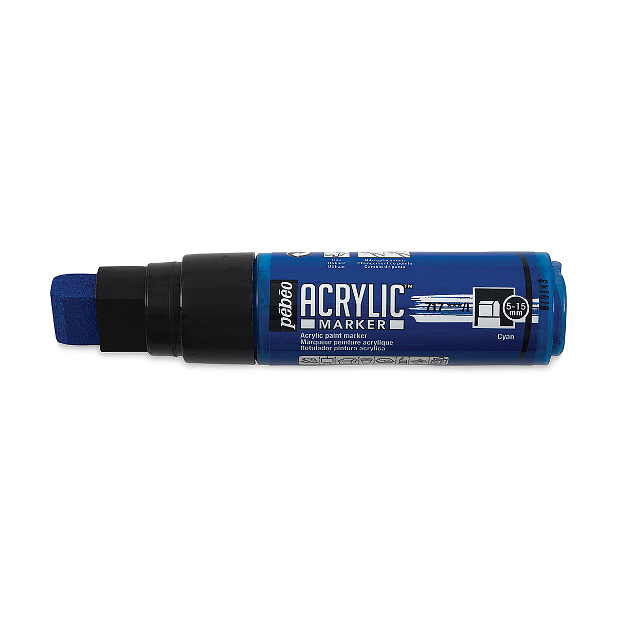 Pebeo Acrylic Marker - Cyan, 5-15 mm, Flat Nib