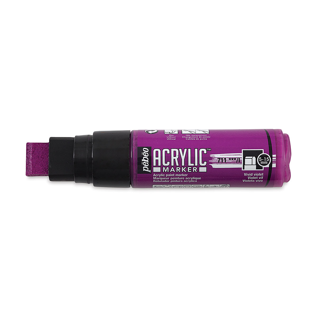 Pebeo Acrylic Marker - Vivid Violet, 5-15 mm, Flat Nib