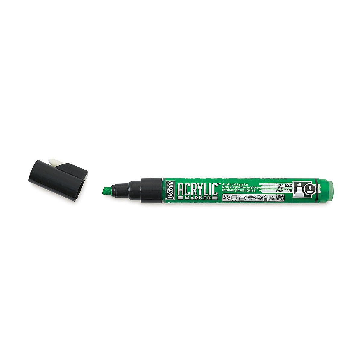 Pebeo Acrylic Marker - Green, 4 mm, Chisel Nib