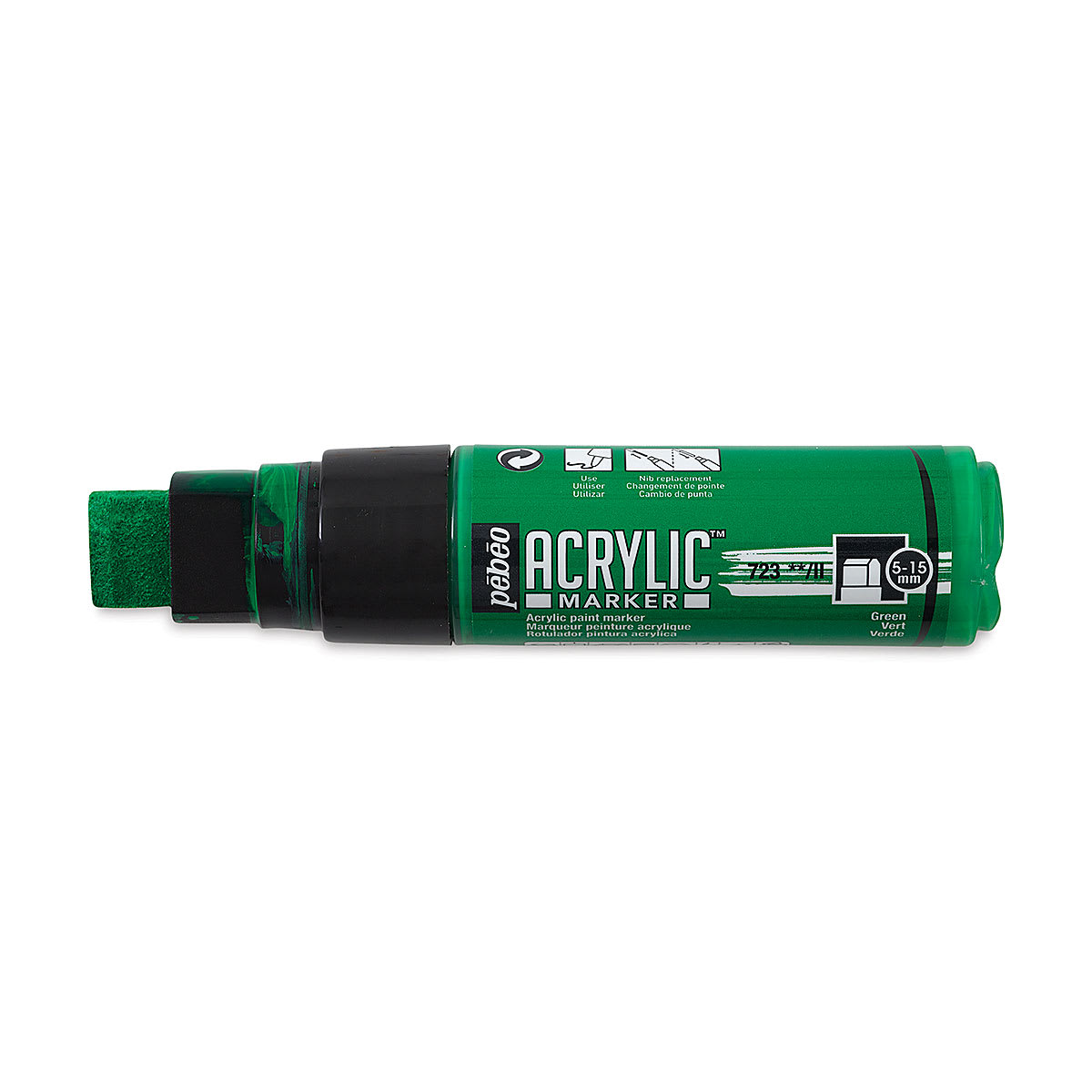 Pebeo Acrylic Marker - Green, 5-15 mm, Flat Nib