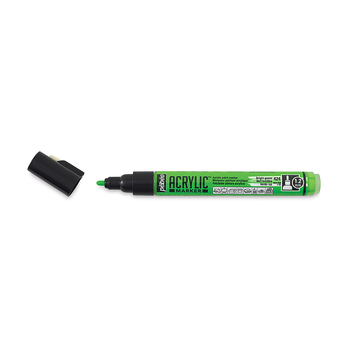 Pebeo Acrylic Marker - Bright Green, 1.2 mm, Bullet Nib