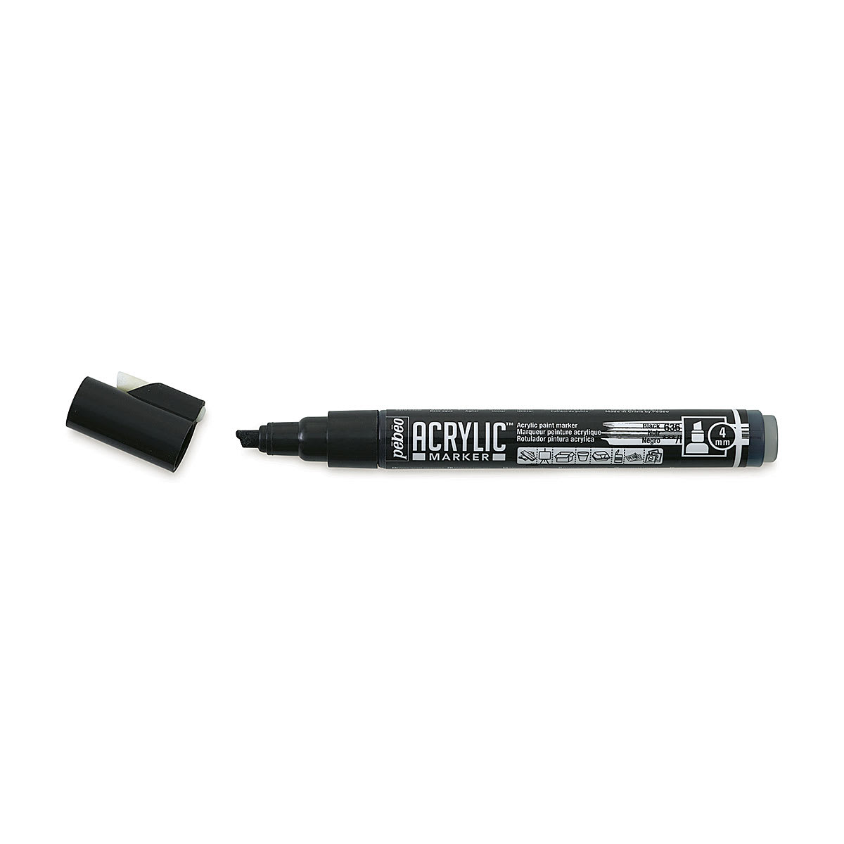 Pebeo Acrylic Marker - Black, 4 mm, Chisel Nib
