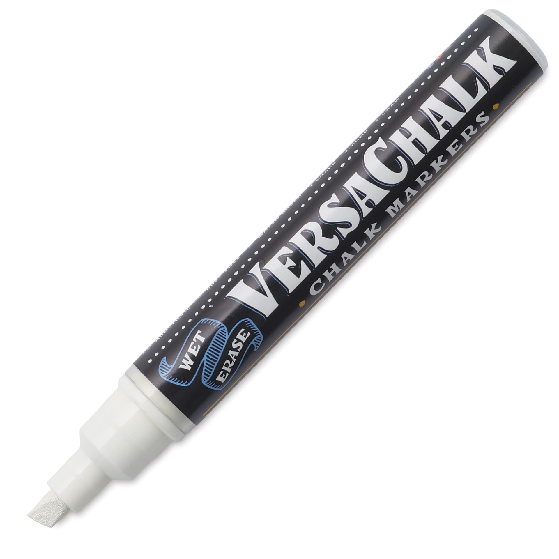 VersaChalk Wet Erase Liquid Chalk Marker - White, 5 mm, Bold Tip, cap off