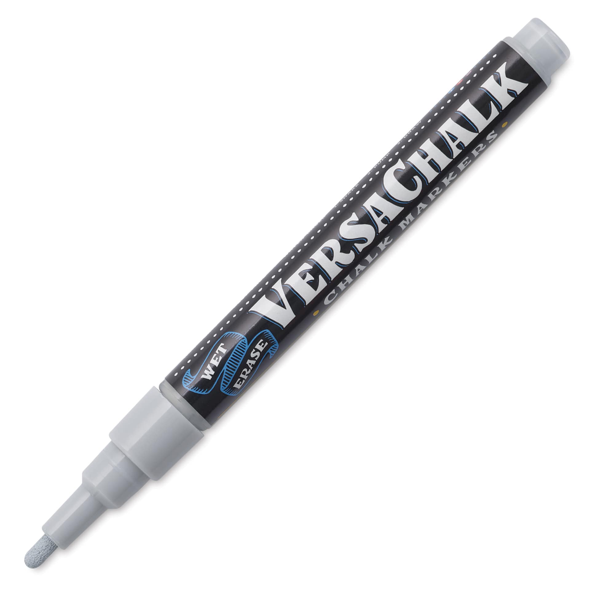 VersaChalk Wet Erase Liquid Chalk Marker - Classic Storm Grey, 3 mm, Fine Tip, cap off
