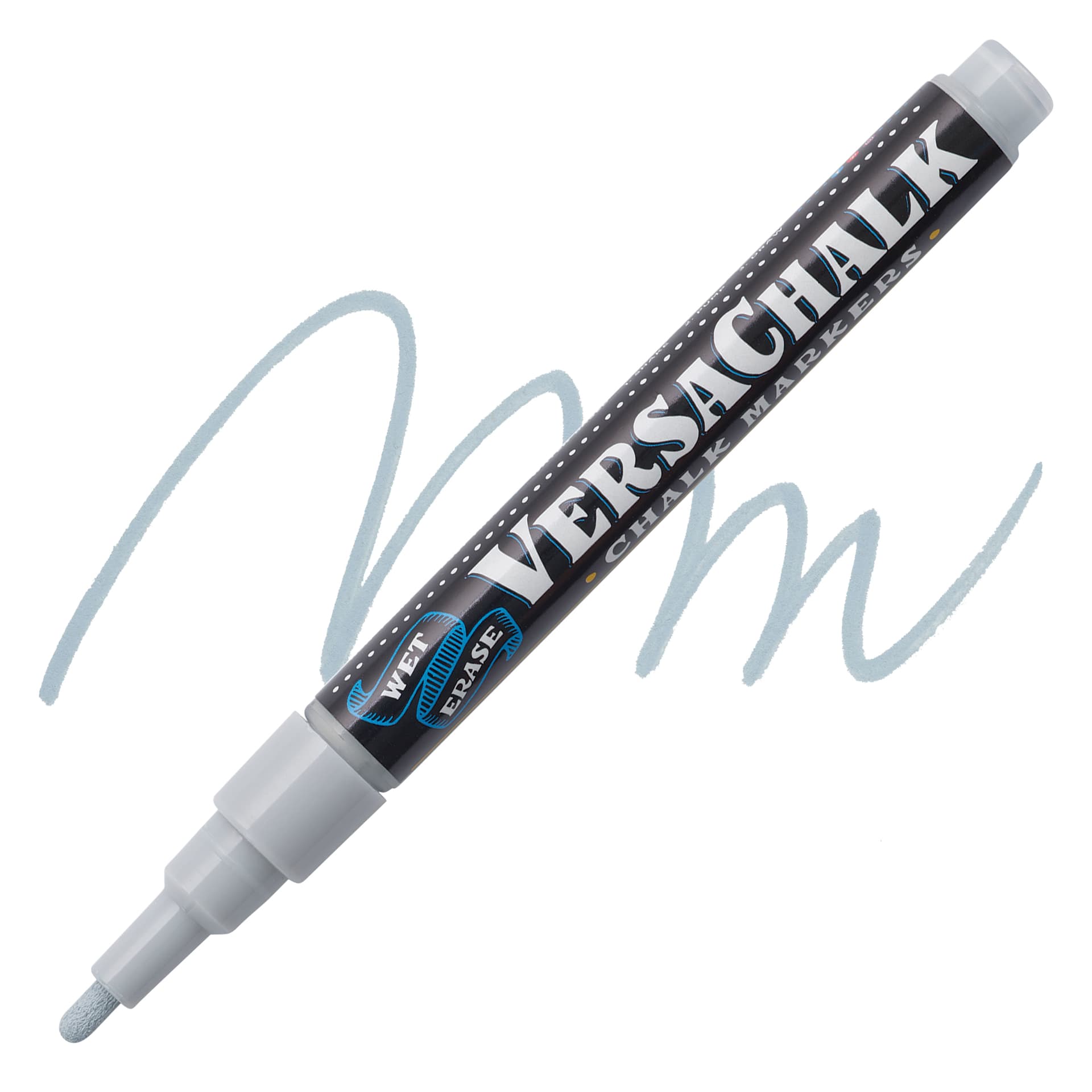 VersaChalk Wet Erase Liquid Chalk Marker - Classic Storm Grey, 3 mm, swatch and marker