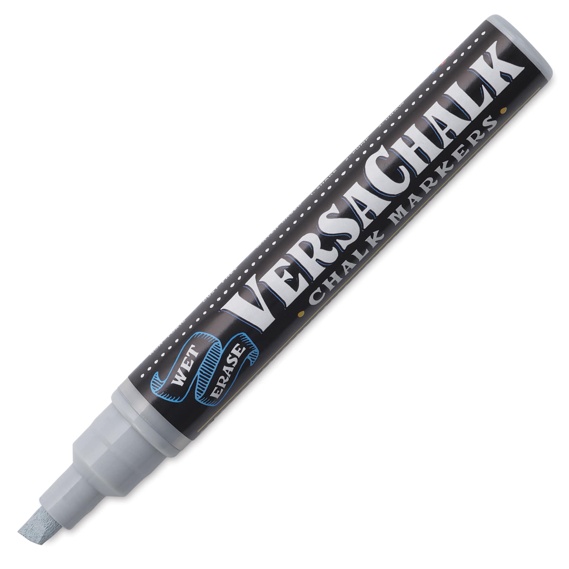 VersaChalk Wet Erase Liquid Chalk Marker - Classic Storm Grey, 5 mm, Bold Tip, cap off