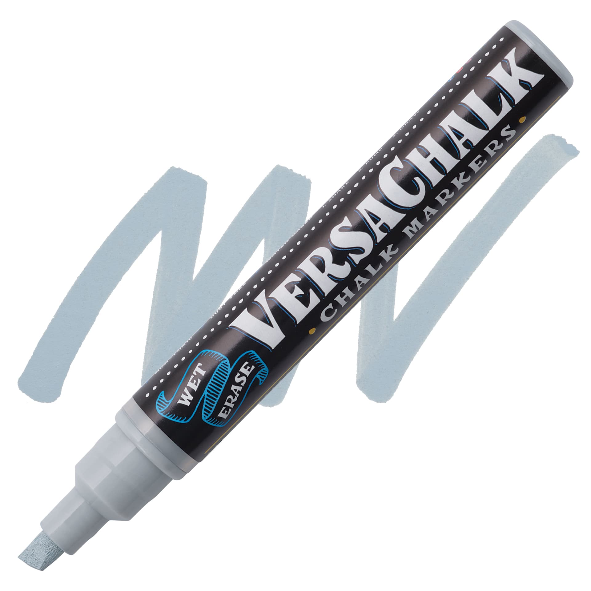 VersaChalk Wet Erase Liquid Chalk Marker - Classic Storm Grey, 5 mm, swatch and marker