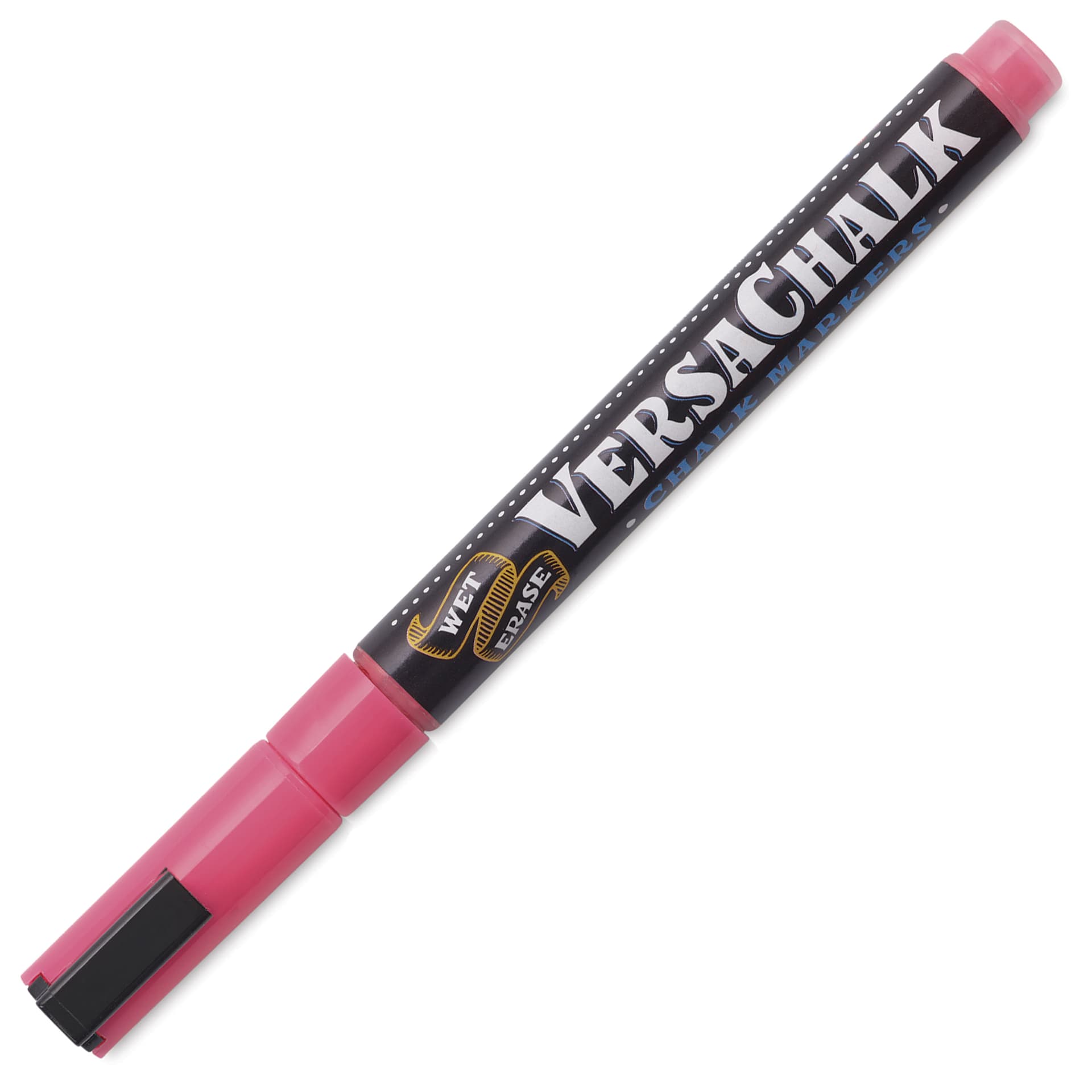 VersaChalk Wet Erase Liquid Chalk Marker - Vivid Mandy Pink, 3 mm, Fine Tip, cap on