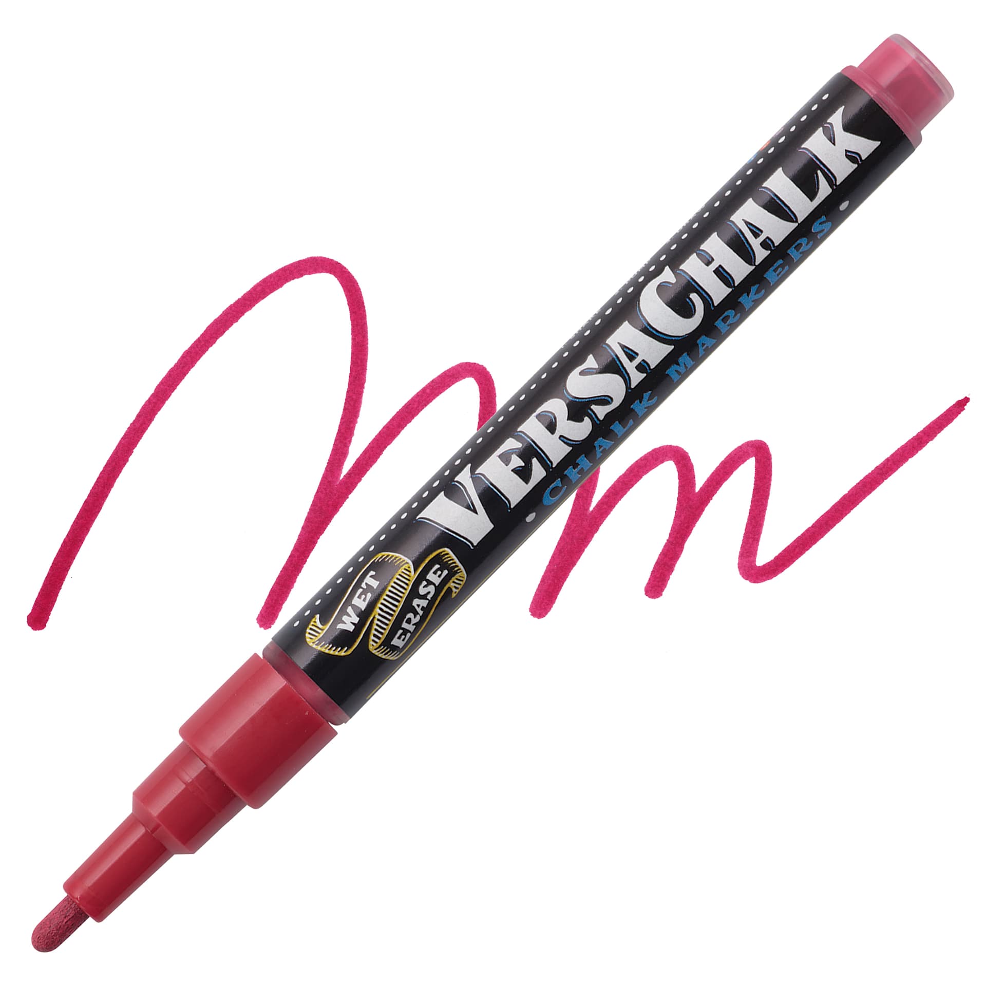 VersaChalk Wet Erase Liquid Chalk Marker - Classic Brick Red, 3 mm, swatch and marker