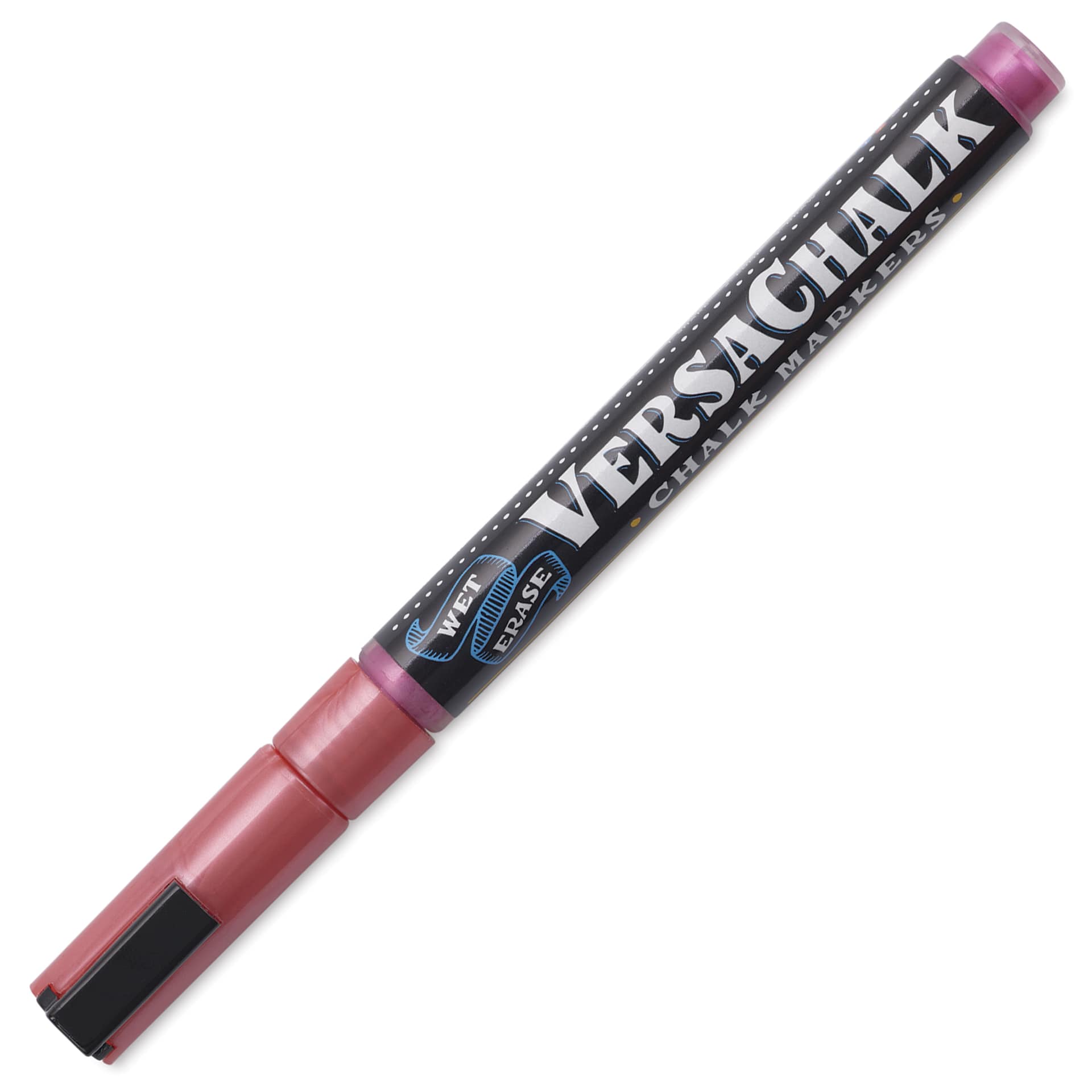 VersaChalk Wet Erase Liquid Chalk Marker - Metallic Ruby Red, 3 mm, Fine Tip, cap on