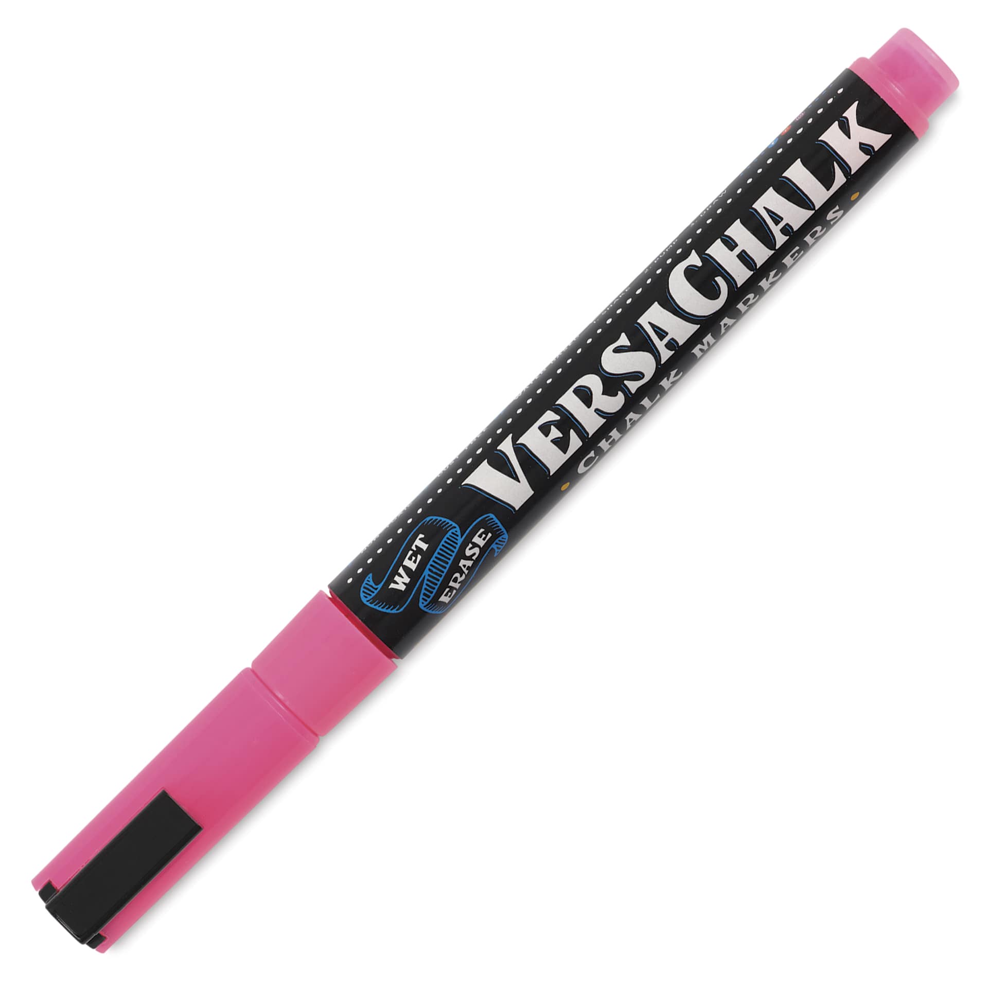VersaChalk Wet Erase Liquid Chalk Marker - Neon Pink, 3 mm, Fine Tip, cap on