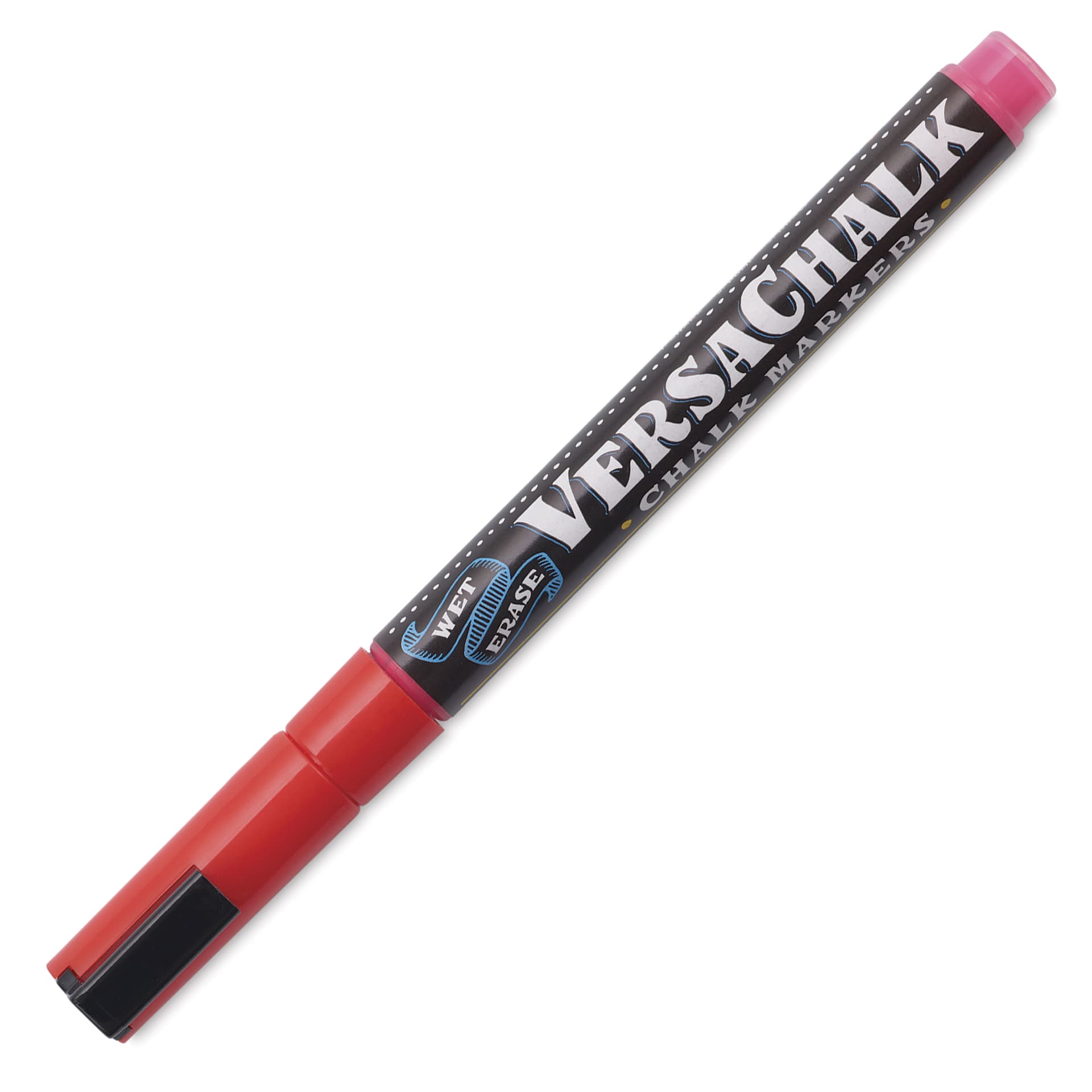 VersaChalk Wet Erase Liquid Chalk Marker - Neon Red, 3 mm, Fine Tip, cap on