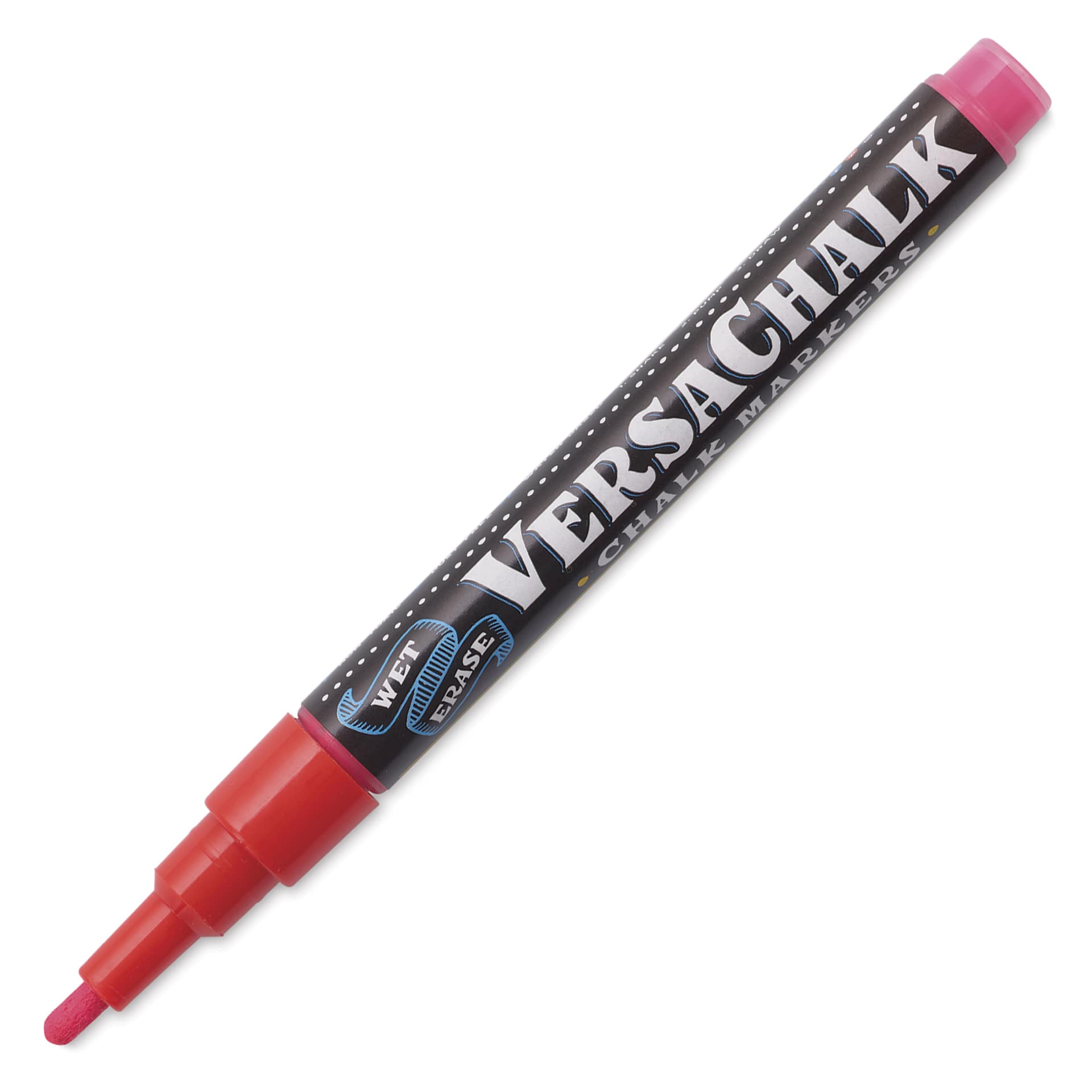 VersaChalk Wet Erase Liquid Chalk Marker - Neon Red, 3 mm, Fine Tip, cap off