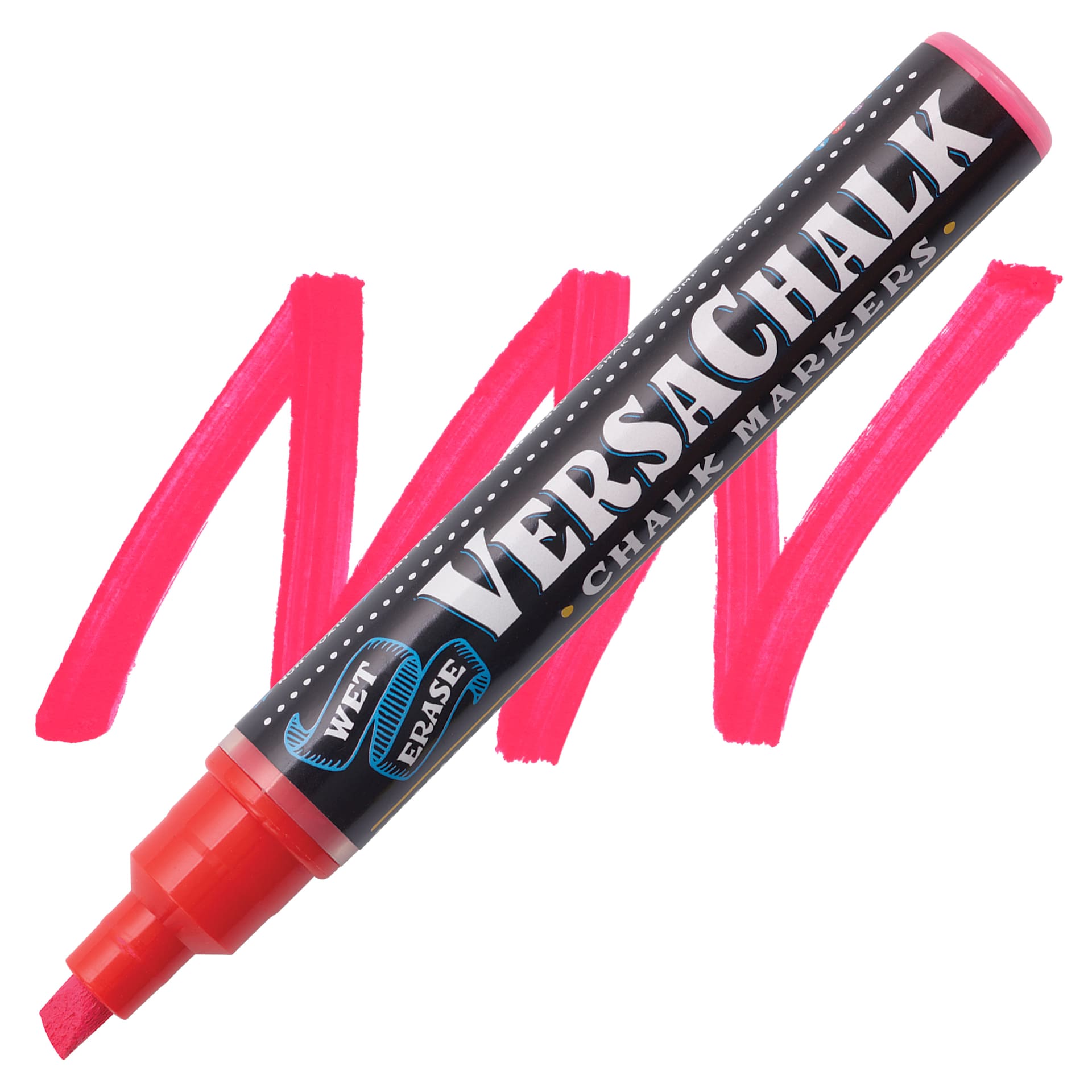 VersaChalk Wet Erase Liquid Chalk Marker - Neon Red, 5 mm, swatch and marker