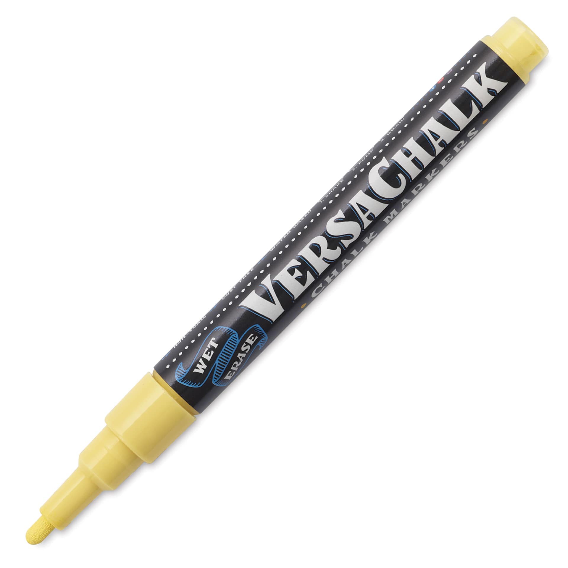 VersaChalk Wet Erase Liquid Chalk Marker - Classic Buttercream Yellow, 3 mm, Fine Tip, cap off