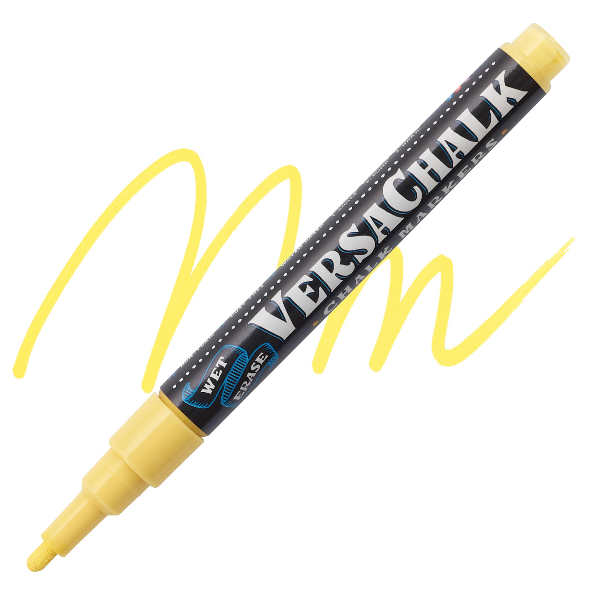 VersaChalk Wet Erase Liquid Chalk Marker - Classic Buttercream Yellow, 3 mm, swatch and marker