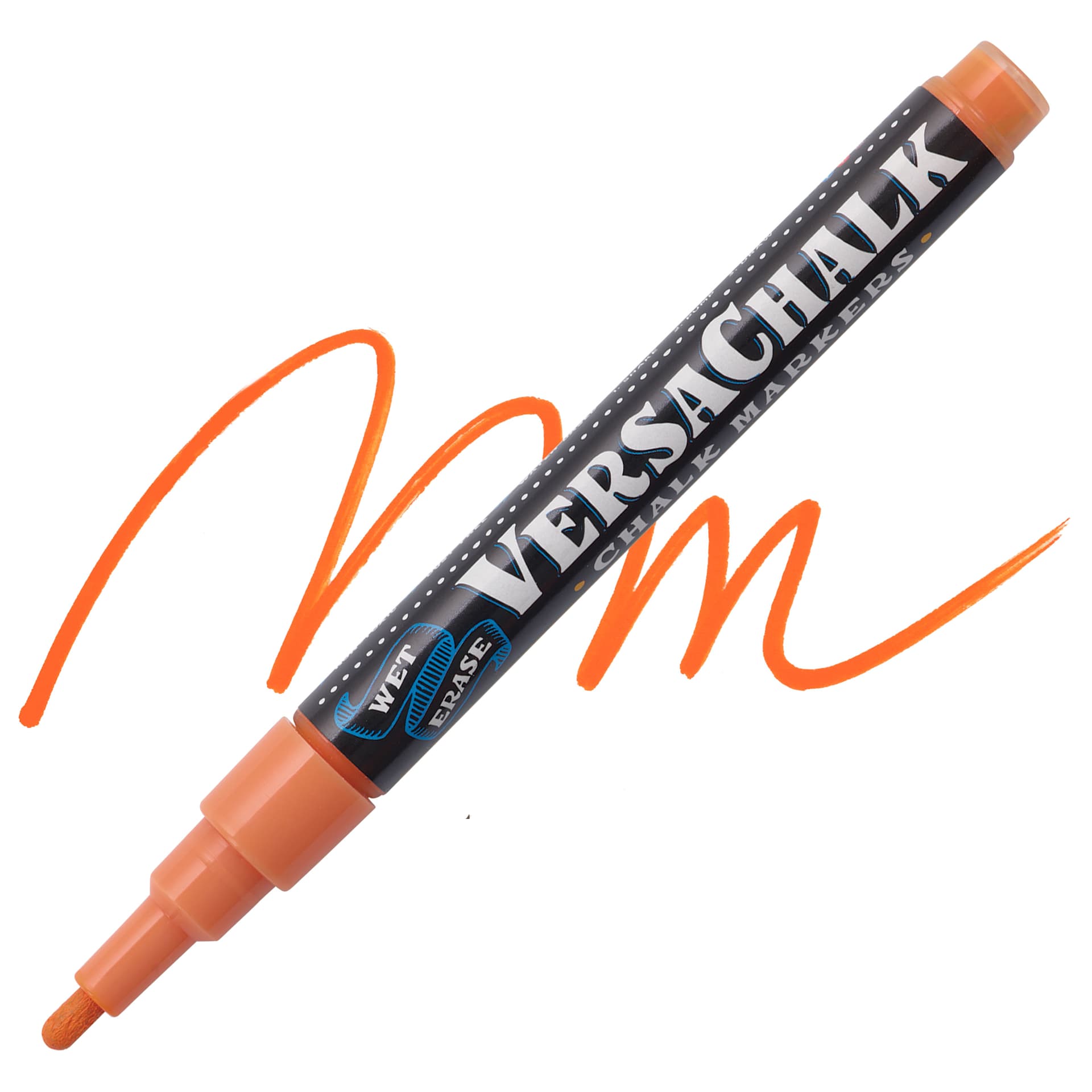 VersaChalk Wet Erase Liquid Chalk Marker - Classic Burnt Orange, 3 mm, swatch and marker