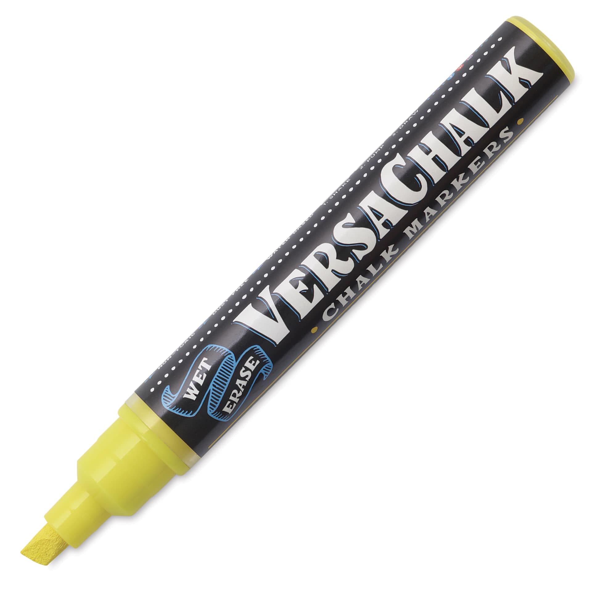 VersaChalk Wet Erase Liquid Chalk Marker - Neon Yellow, 5 mm, Bold Tip, cap off