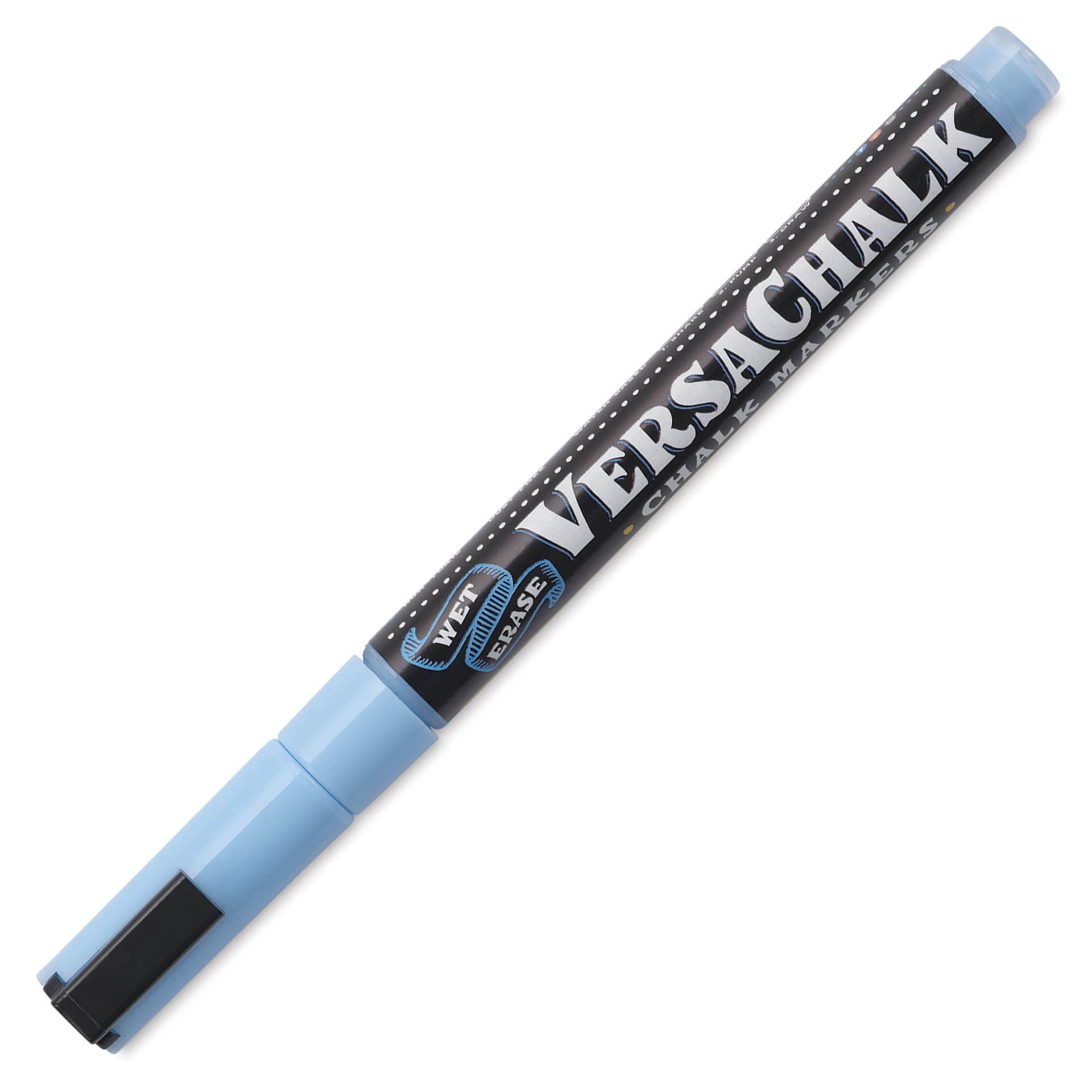 VersaChalk Wet Erase Liquid Chalk Marker - Neon Blue, 3 mm, Fine Tip, cap on