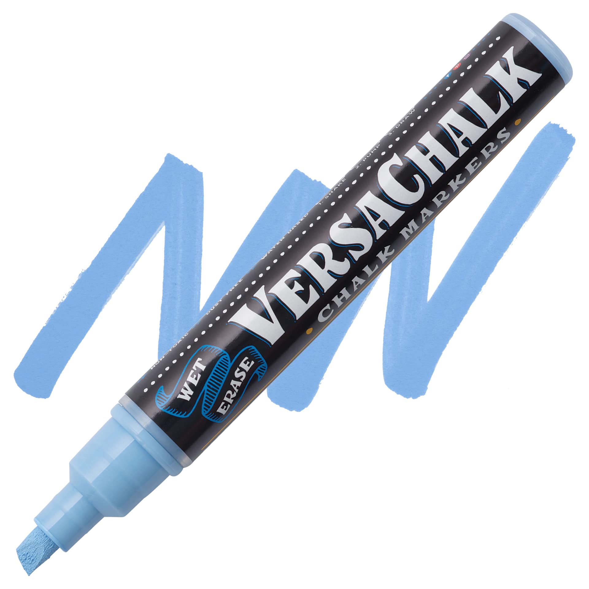 VersaChalk Wet Erase Liquid Chalk Marker - Classic Periwinkle Blue, 5 mm, swatch and marker