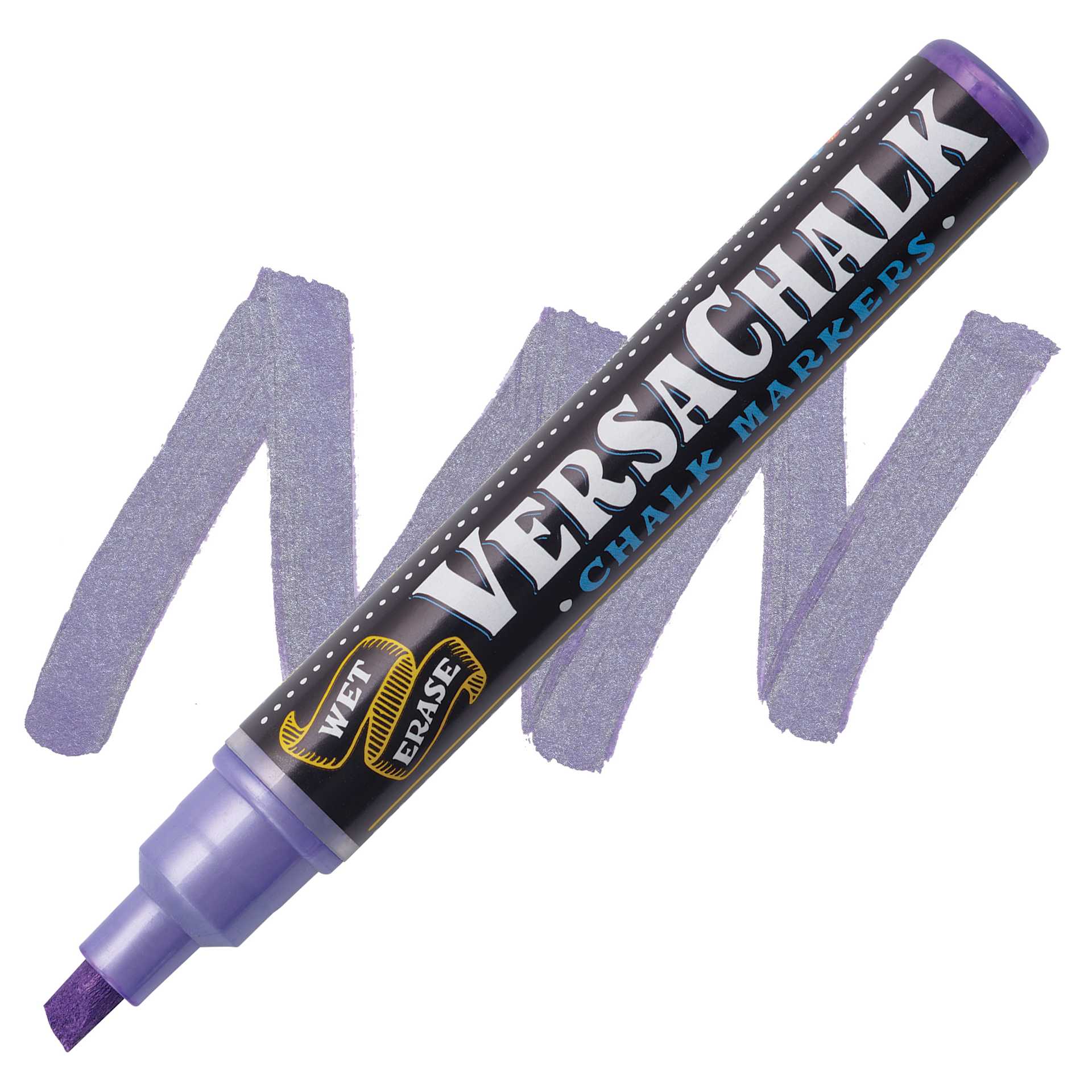 VersaChalk Wet Erase Liquid Chalk Marker - Metallic Amethyst, 5 mm, swatch and marker