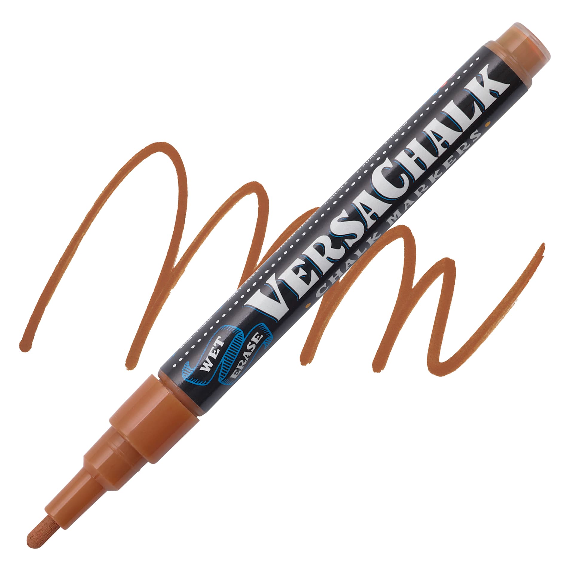 VersaChalk Wet Erase Liquid Chalk Marker - Classic Walnut Brown, 3 mm, swatch and marker