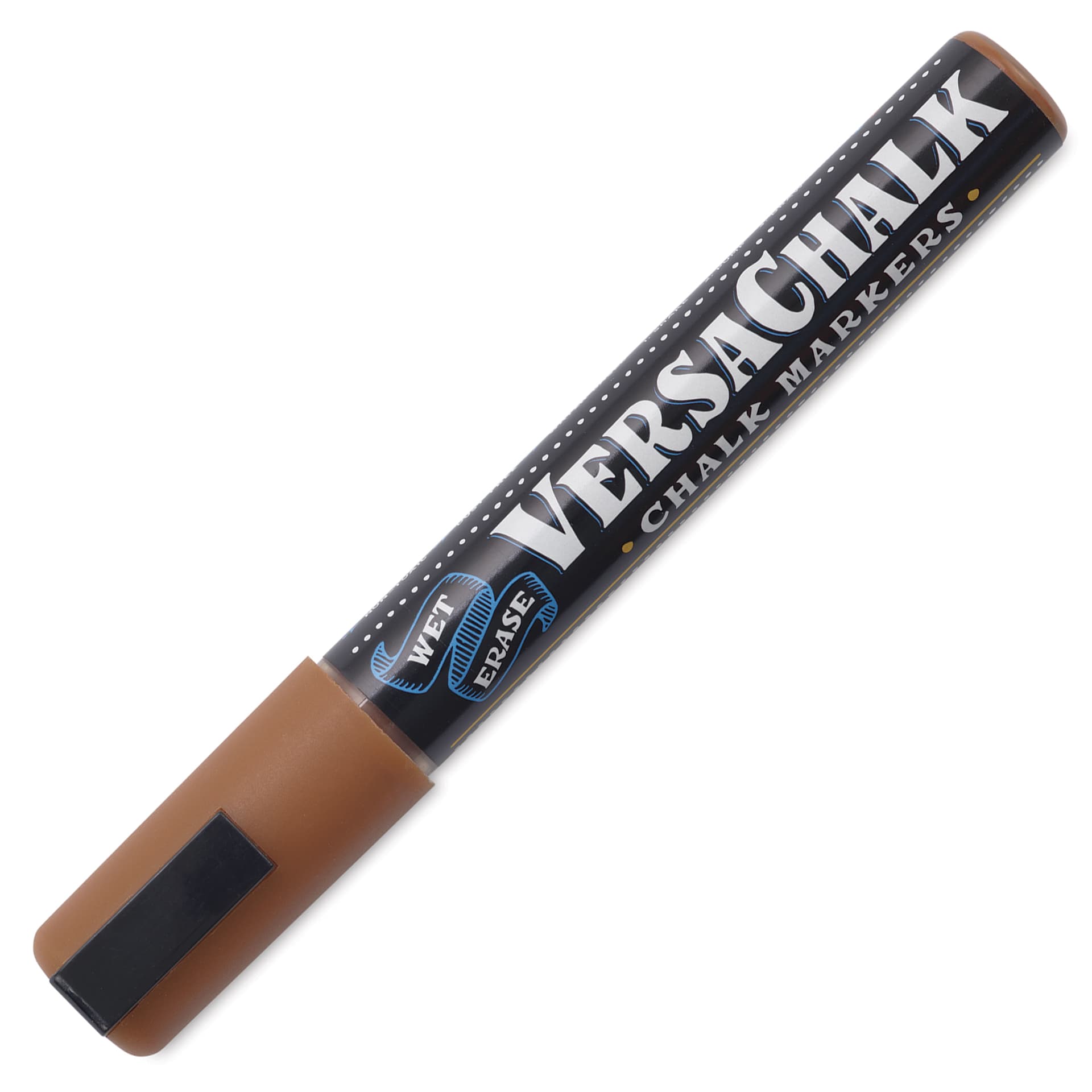 VersaChalk Wet Erase Liquid Chalk Marker - Classic Walnut Brown, 5 mm, Bold Tip, cap on
