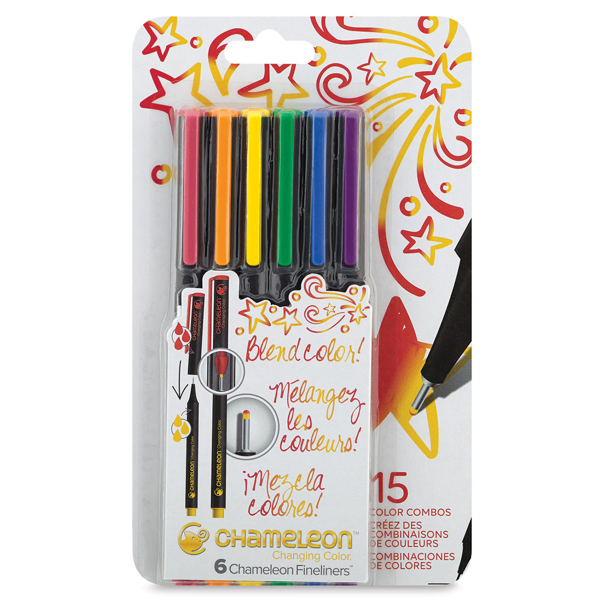 Chameleon Fineliner Pens - Set of 6, Primary Colors