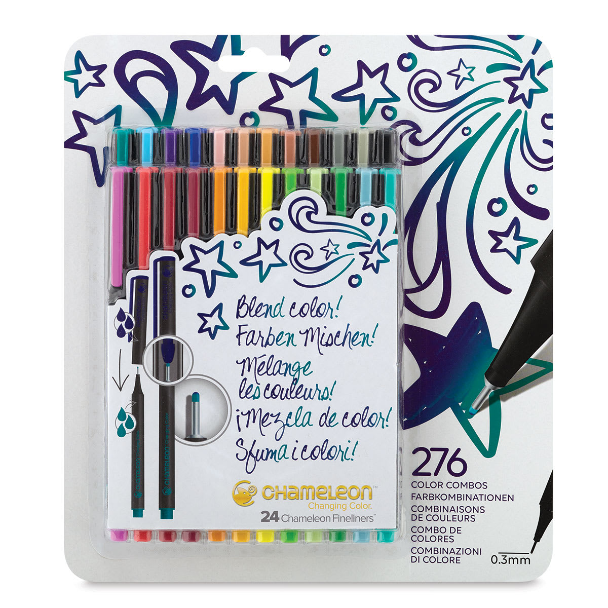 Chameleon Fineliner Pens - Set of 24, Bold Colors