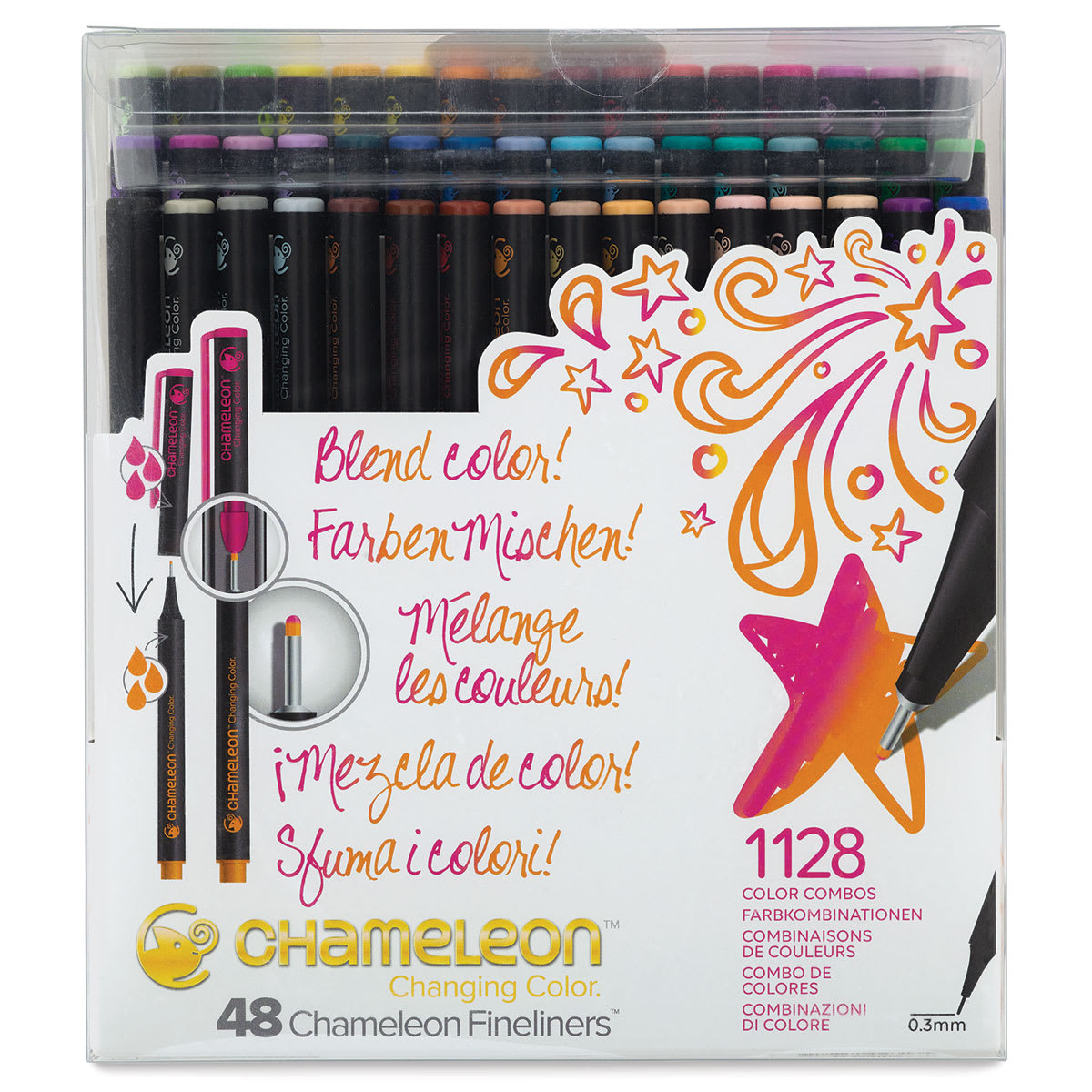 Chameleon Fineliner Pens - Set of 48, Assorted Colors