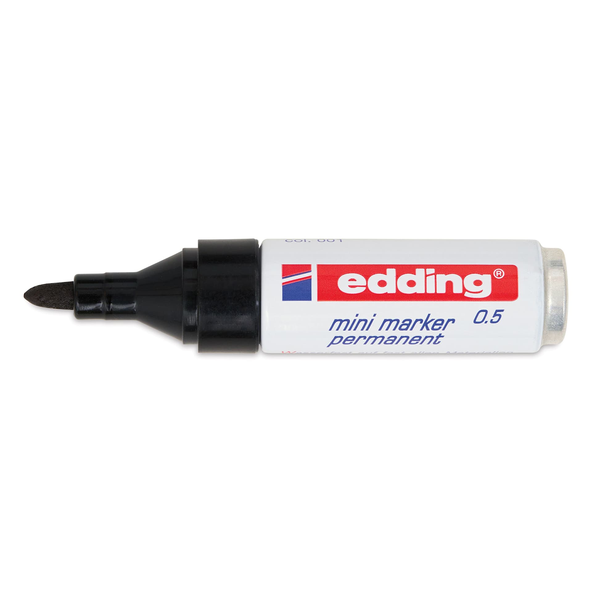 Edding Mini Permanent Marker - Black, Bullet Nib, cap off of marker