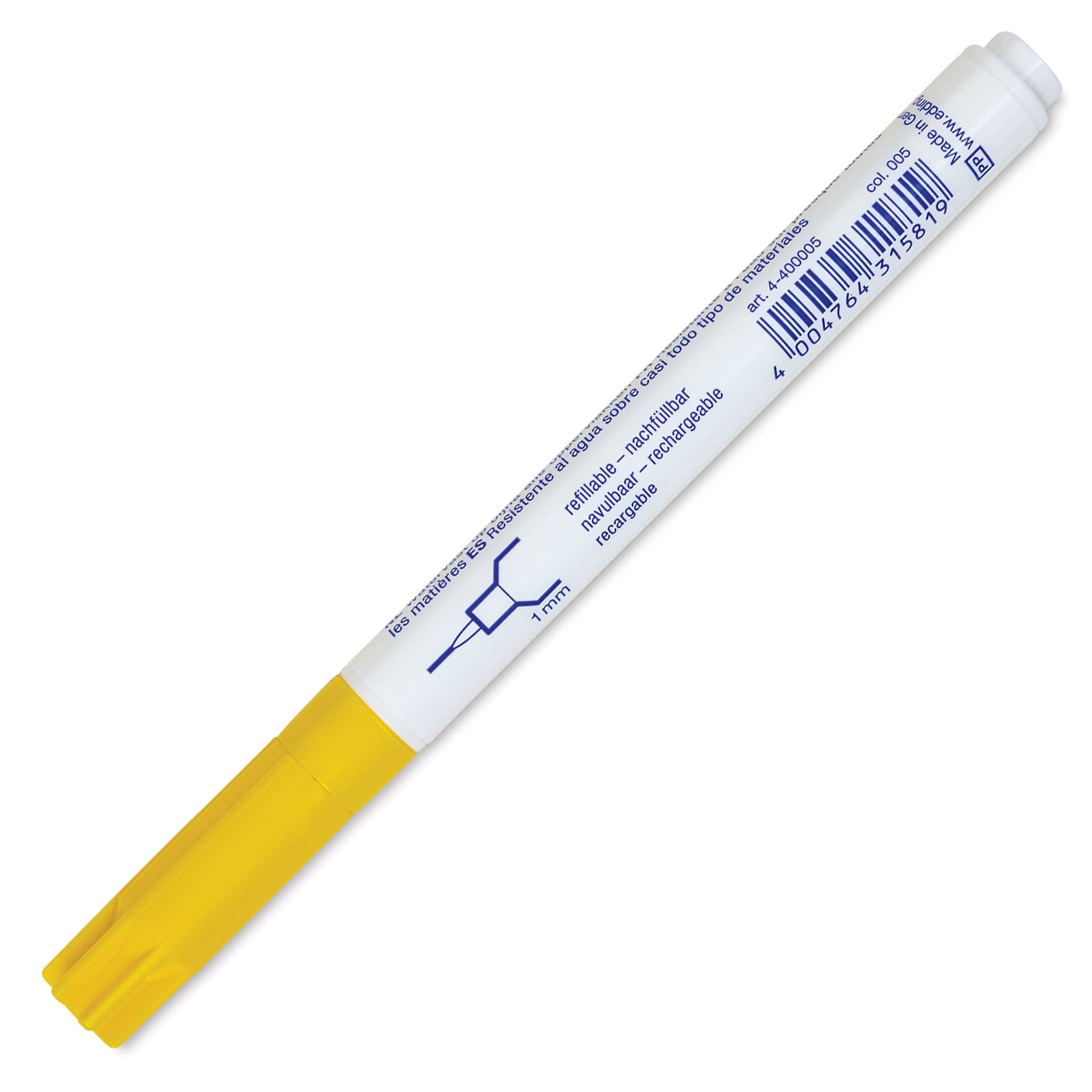 Edding Permanent Marker - Yellow, 400 Series, Bullet Nib, 1 mm, back of the marker barrel