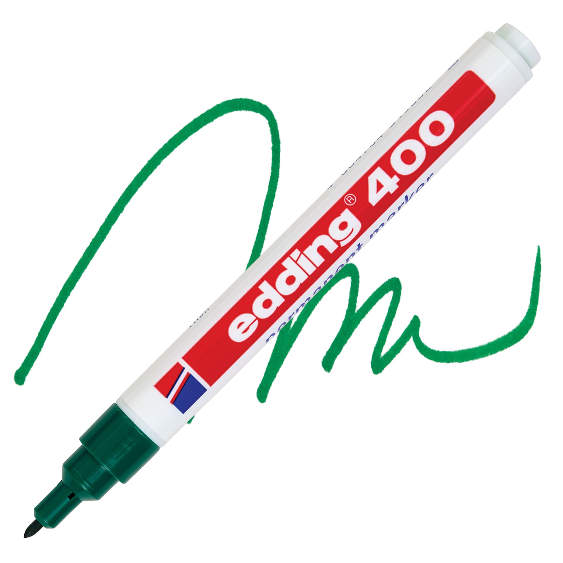 Edding Permanent Marker - Green, 400 Series, swatch and marker