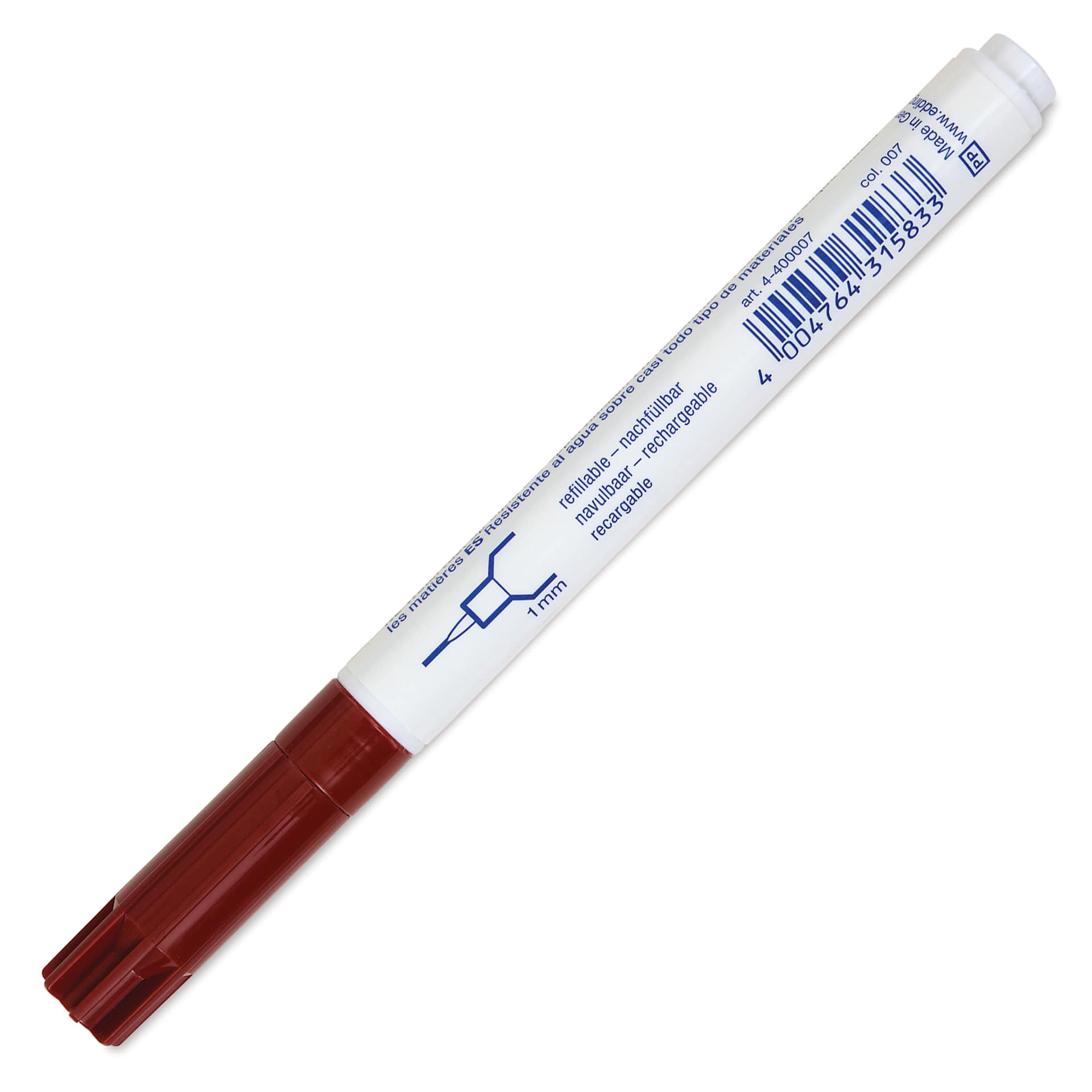 Edding Permanent Marker - Brown, 400 Series, Bullet Nib, 1 mm, back of the marker barrel