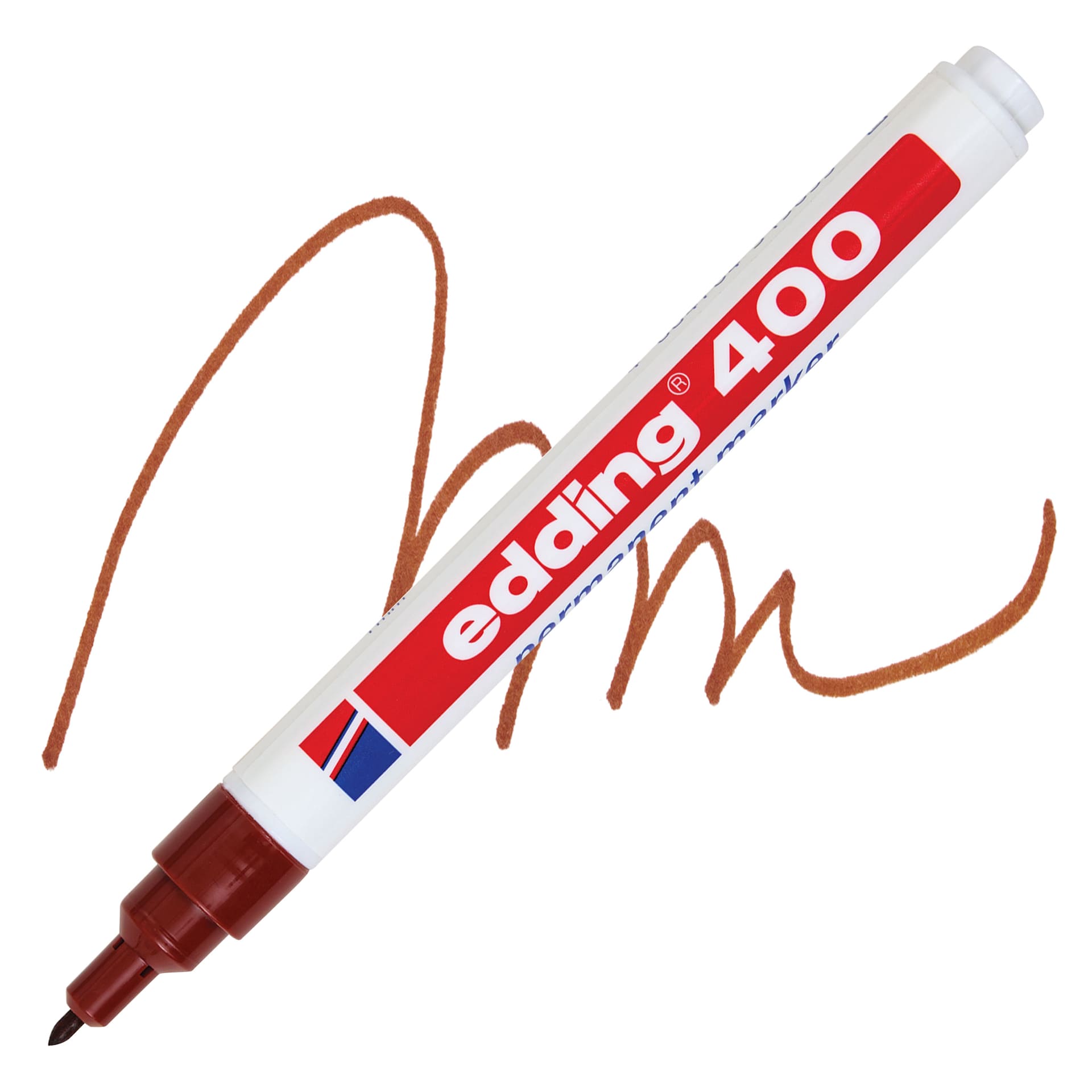 Edding Permanent Marker - Brown, 400 Series, swatch and marker