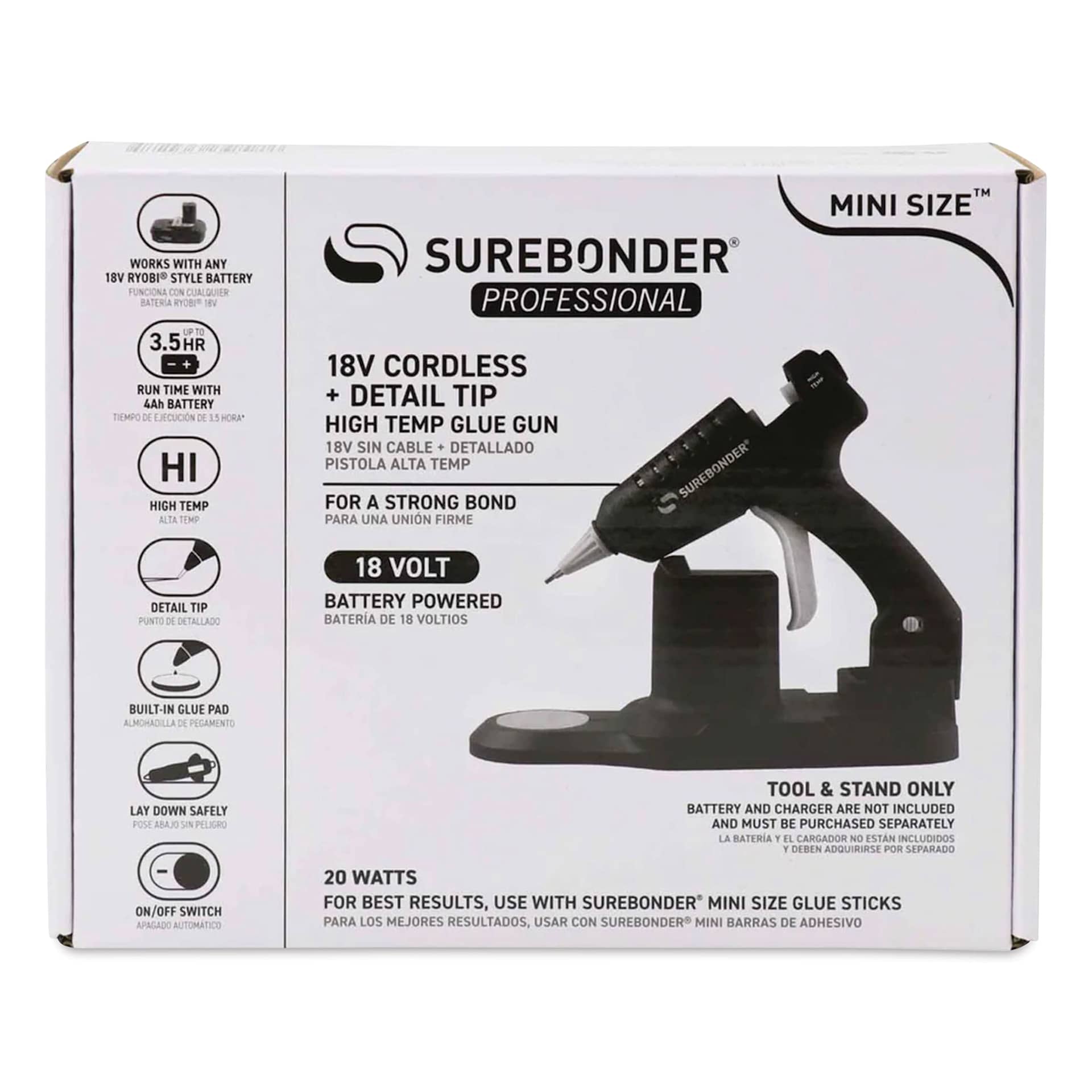 Surebonder Professional Mini Battery Powered High Temp Glue Gun, packaging