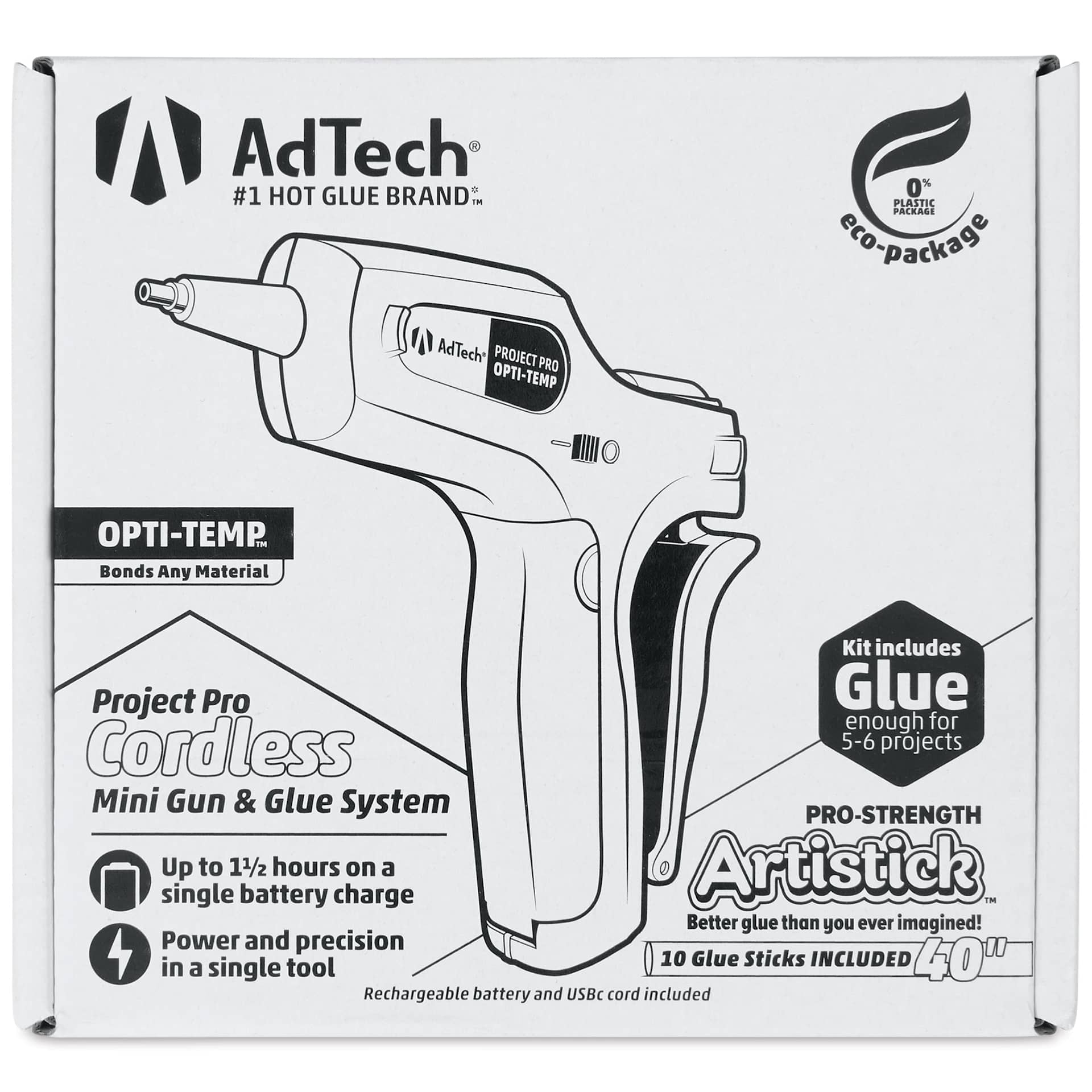 AdTech Project Pro Cordless Mini Hot Glue Gun front of packaging