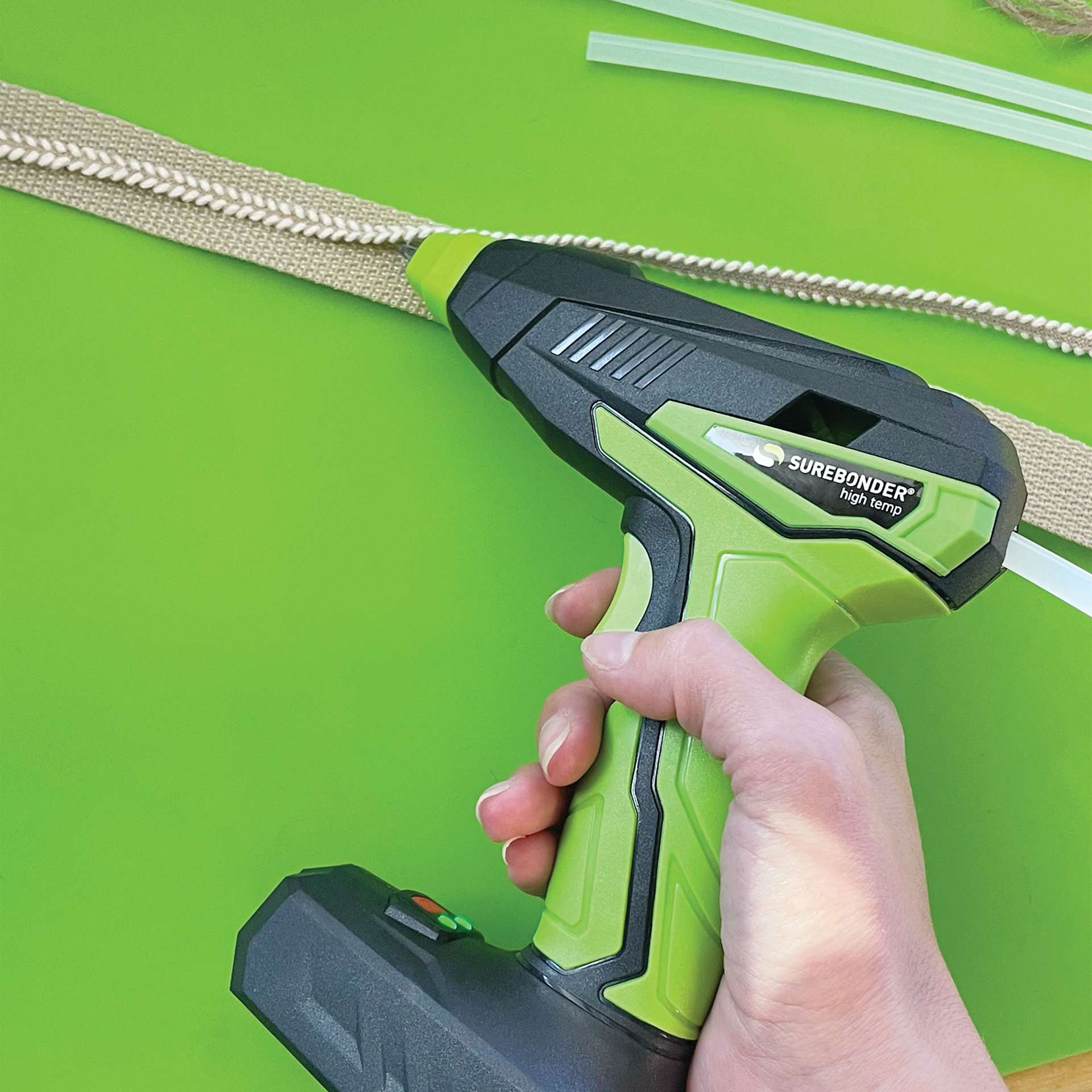 Surebonder Professional Motorized Mini High Temp Glue Gun - in use