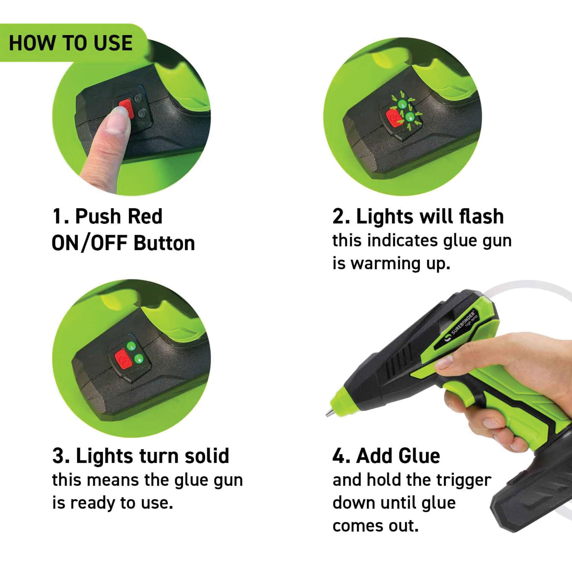 Surebonder Professional Motorized Mini High Temp Glue Gun - how to use